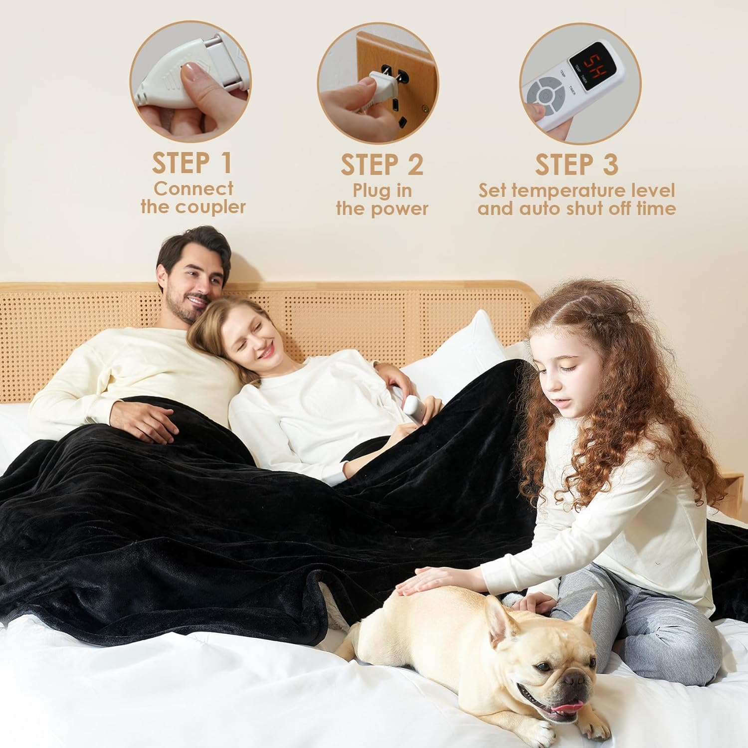 EHEYCIGA Heated Blanket Electric Blanket Throw - Heating Blanket with 9 Heating Levels & 10 Hours Auto Off, Soft Cozy Sherpa Washable Blanket with Fast Heating, 50 x 60 Inches