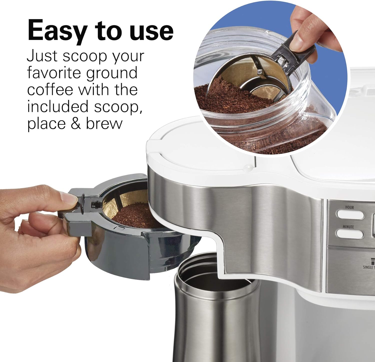 Hamilton Beach 2-Way 12 Cup Programmable Drip Coffee Maker & Single Serve Machine, Glass Carafe, Auto Pause and Pour, Black (49980R)