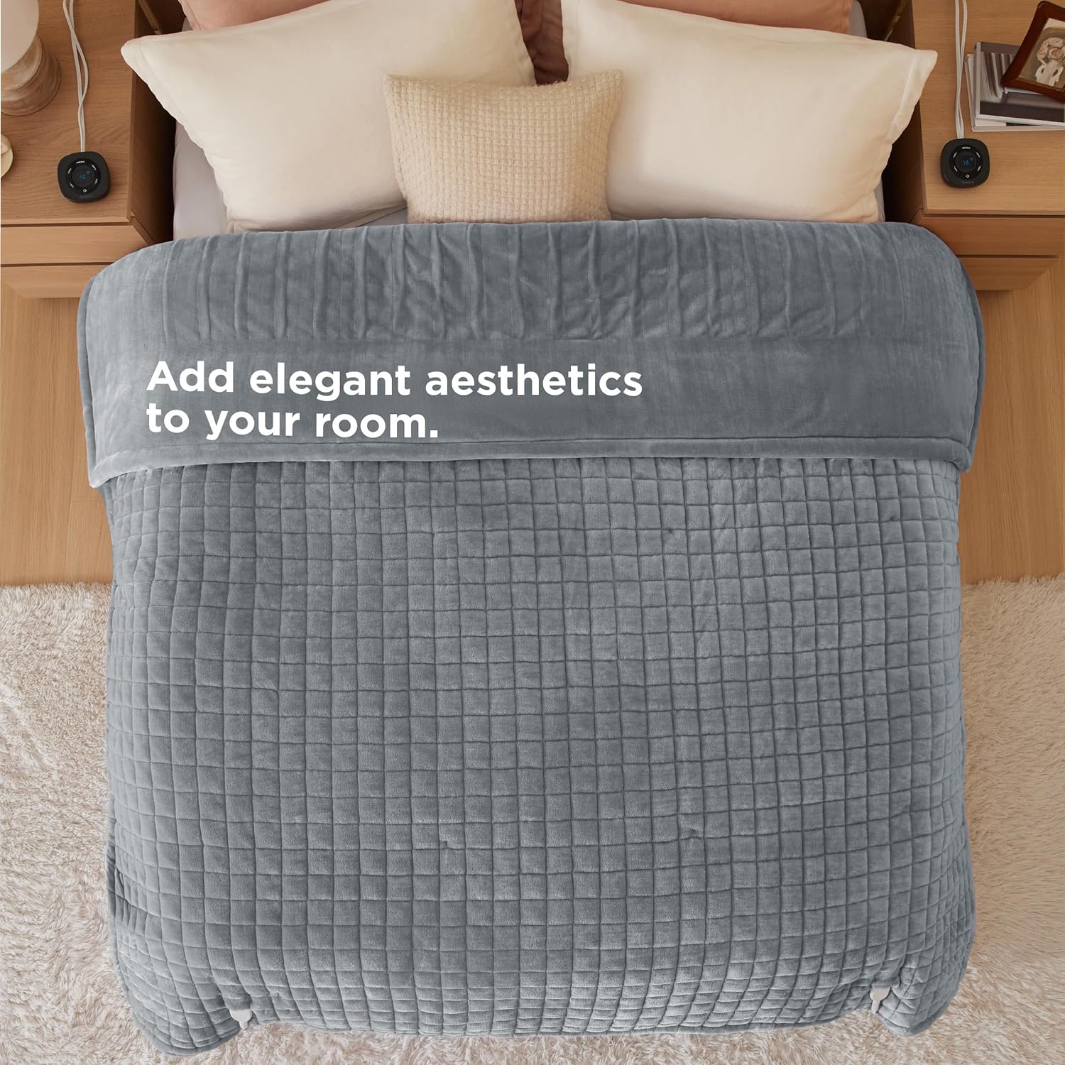 Bedsure Heated Blanket Electric Throw - Soft Flannel Electric Blanket, Heating Blanket with 4 Time Settings & 6 Heat Settings, Warm Blanket Gift for Grandma (50x60 inches, Grey)