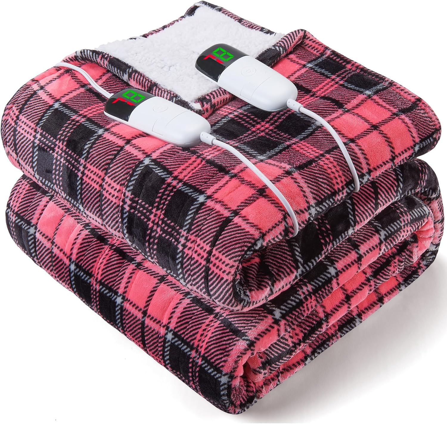 Heated Blanket Electric Throw, 50X60, Heating Throw with 10 Heating Levels/8 Hours Auto Off, Navy Blue Plaid Checkered Sherpa Blanket Warmer for Adults, Washable Blanket Gift for Couch Bed Office, ETL