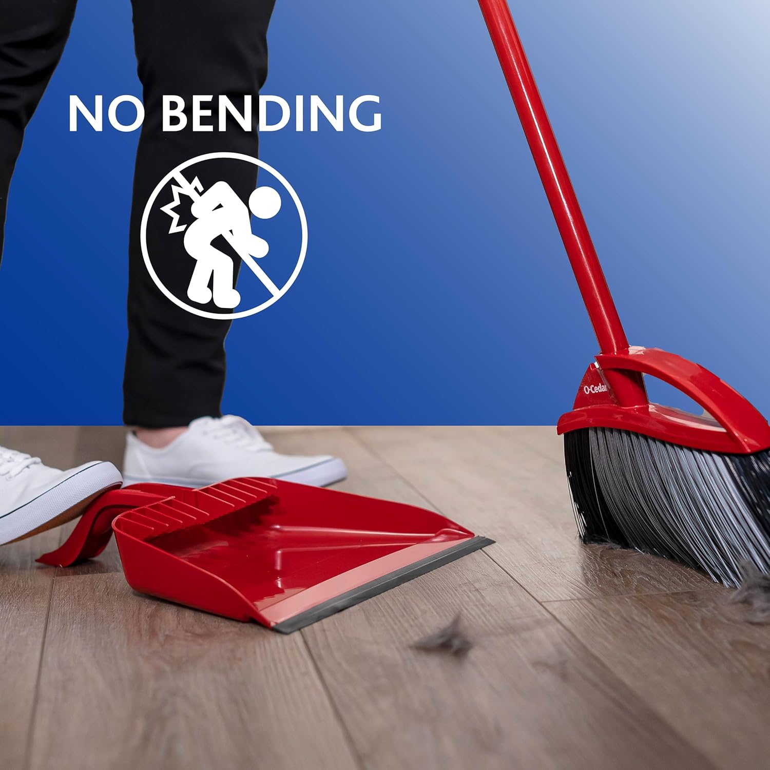 O-Cedar One Sweep Broom with Step-On Dustpan | Remove 99% with One Sweep | Lightweight Quiet Cleaning Tool | Ideal for Pet Owners