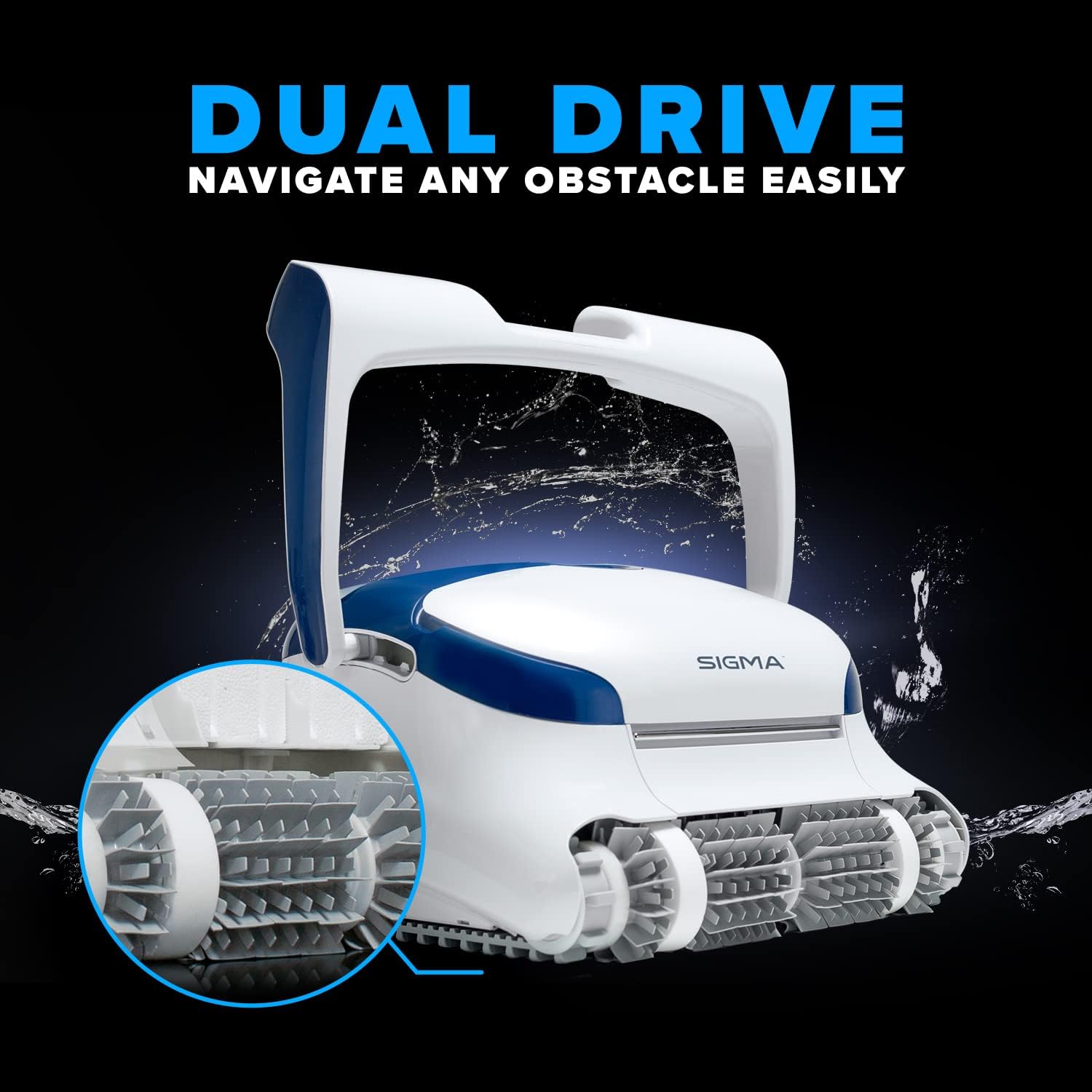 Dolphin Sigma Robotic Pool Cleaner (2025 Model) — Wi-Fi, App, Gyroscope, Weekly Timer, Waterline Cleaning & Massive Top-Loading Ultra-Fine and Standard Filters for In-Ground Swimming Pools up to 50ft