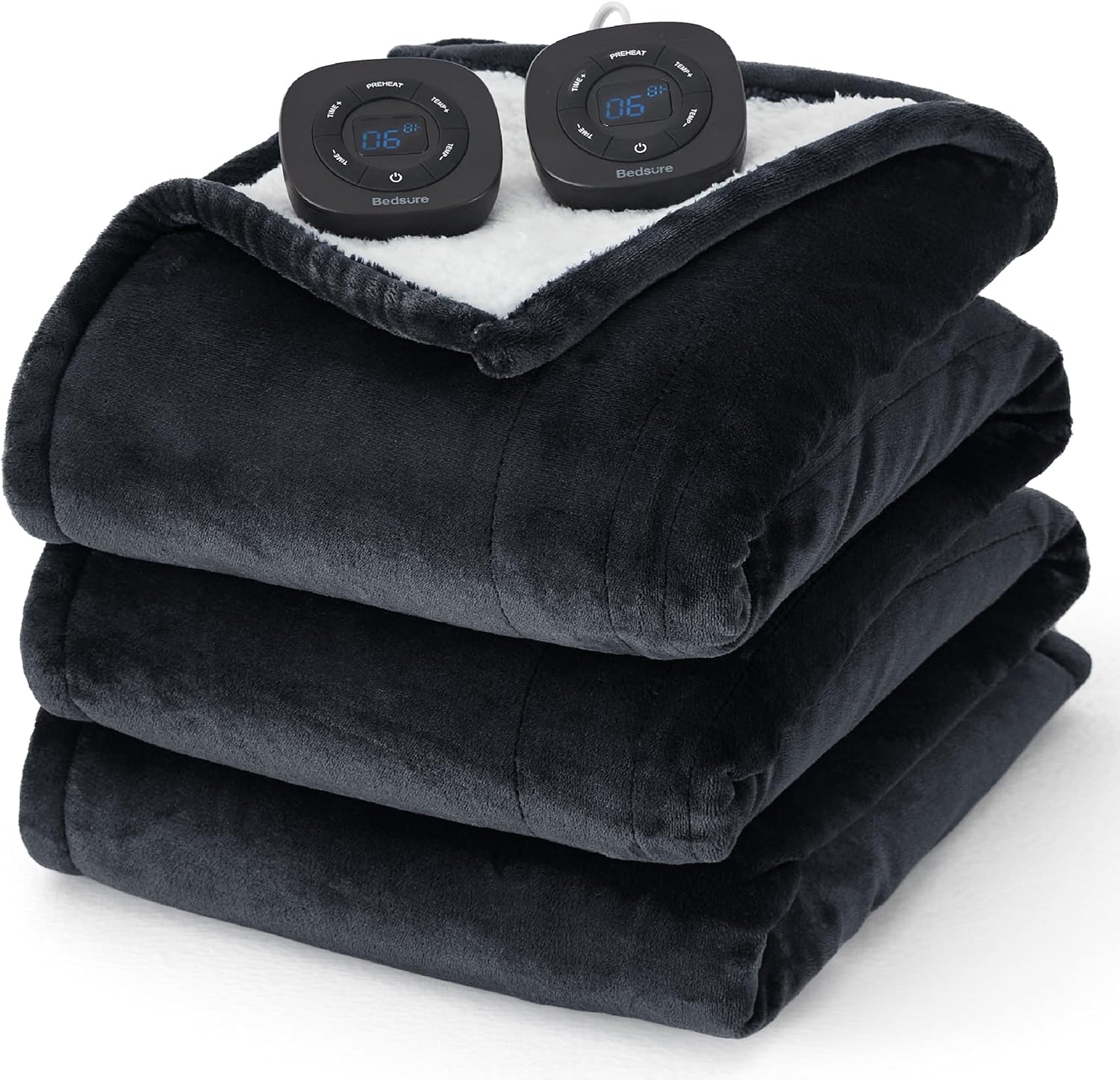 Bedsure Heated Blanket Electric Throw - Soft Flannel Electric Blanket, Heating Blanket with 4 Time Settings & 6 Heat Settings, Warm Blanket Gift for Grandma (50x60 inches, Grey)
