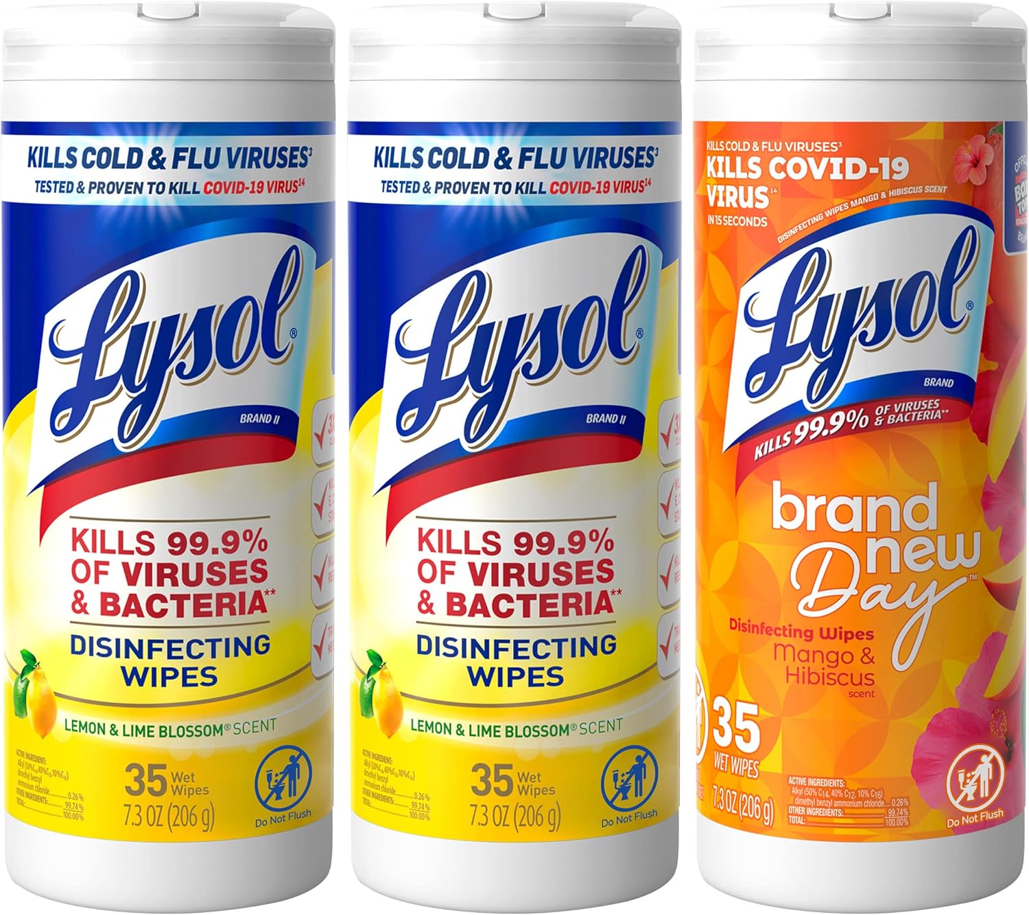 Lysol Disinfectant Wipes, Multi-Surface Antibacterial Cleaning Wipes, For Disinfecting and Cleaning, Lemon and Lime Blossom, 80 Count (Pack of 3)