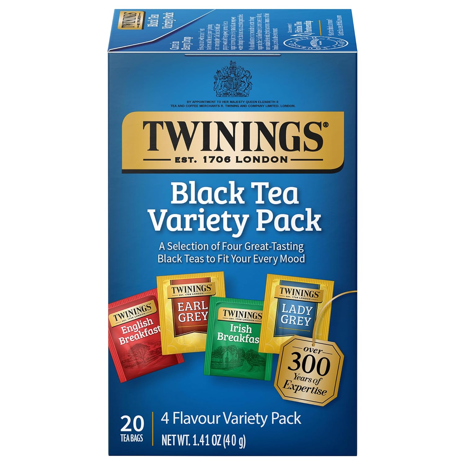 Twinings English Breakfast Black Tea Individually Wrapped Bags, 100 Count (Pack of 1), Smooth, Flavourful, and Robust, Caffeinated, Enjoy Hot or Iced | Packaging May Vary