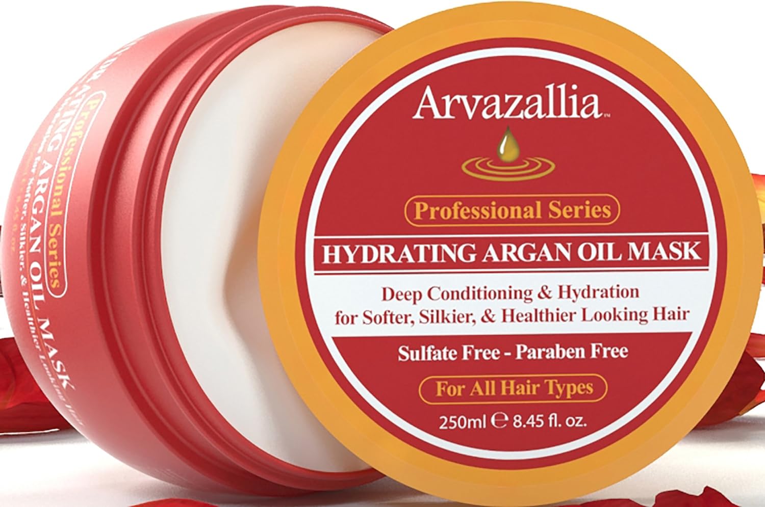 Hydrating Argan Oil Hair Mask and Deep Conditioner By Arvazallia for Dry or Damaged Hair - 8.45 Oz