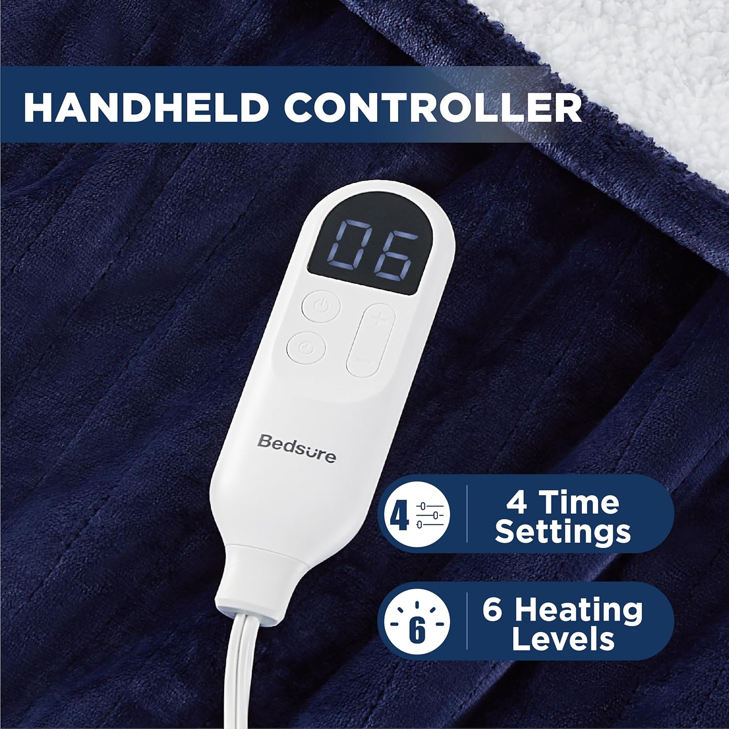 Bedsure Heated Blanket Electric Throw - Soft Flannel Electric Blanket, Heating Blanket with 4 Time Settings & 6 Heat Settings, Warm Blanket Gift for Grandma (50x60 inches, Grey)