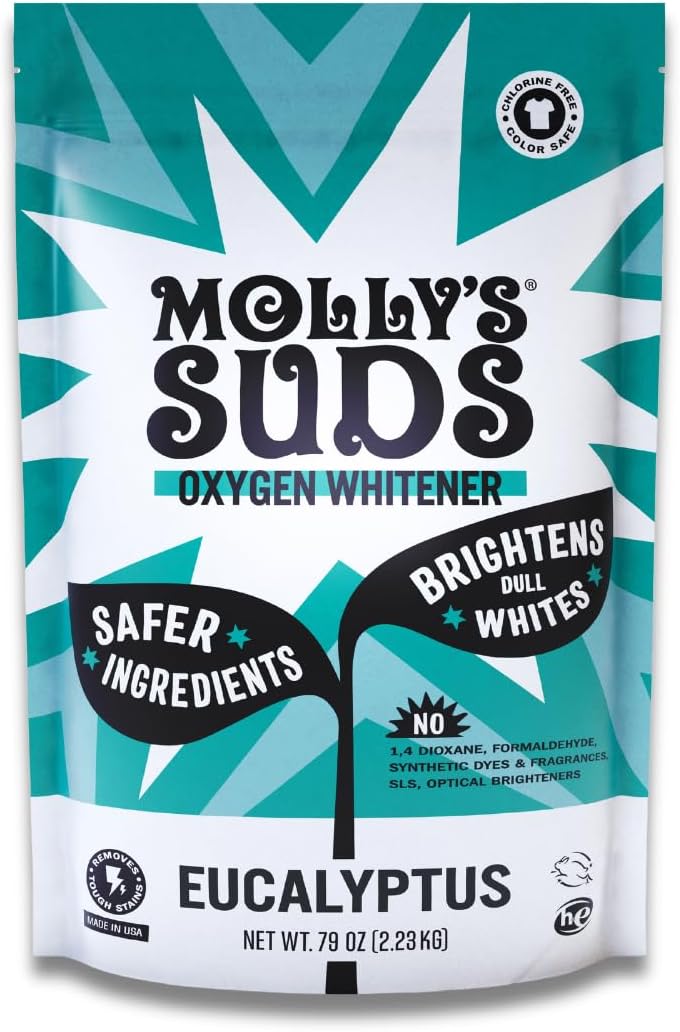 Molly's Suds Oxygen Whitener | Powerful Bleach Alternative, Chlorine Free & Color Safe | Brightens Whites and Removes Stains (Lavender Essential Oil - 79 oz)