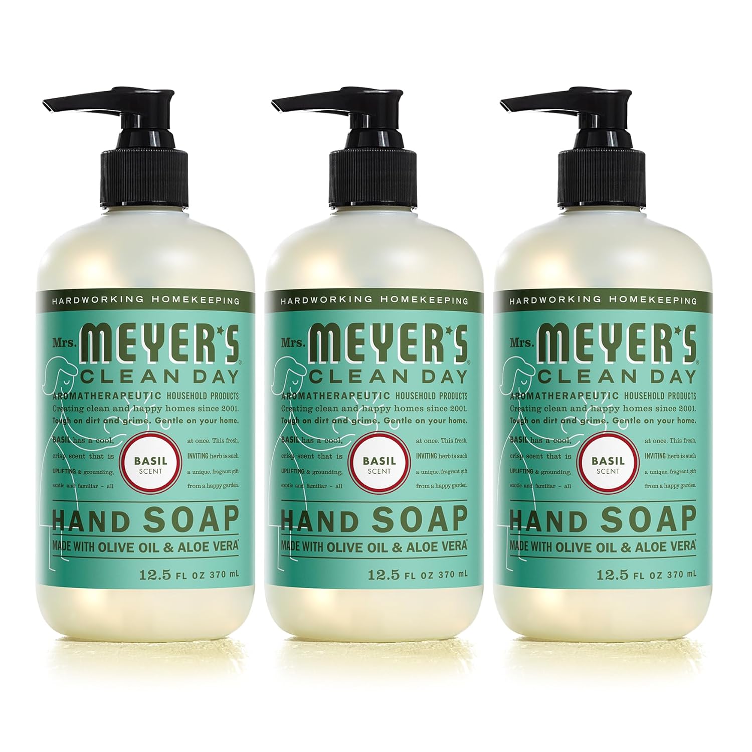 MRS. MEYER'S CLEAN DAY Hand Soap, Made with Essential Oils, Biodegradable Formula, Honeysuckle, 12.5 fl. oz - Pack of 3