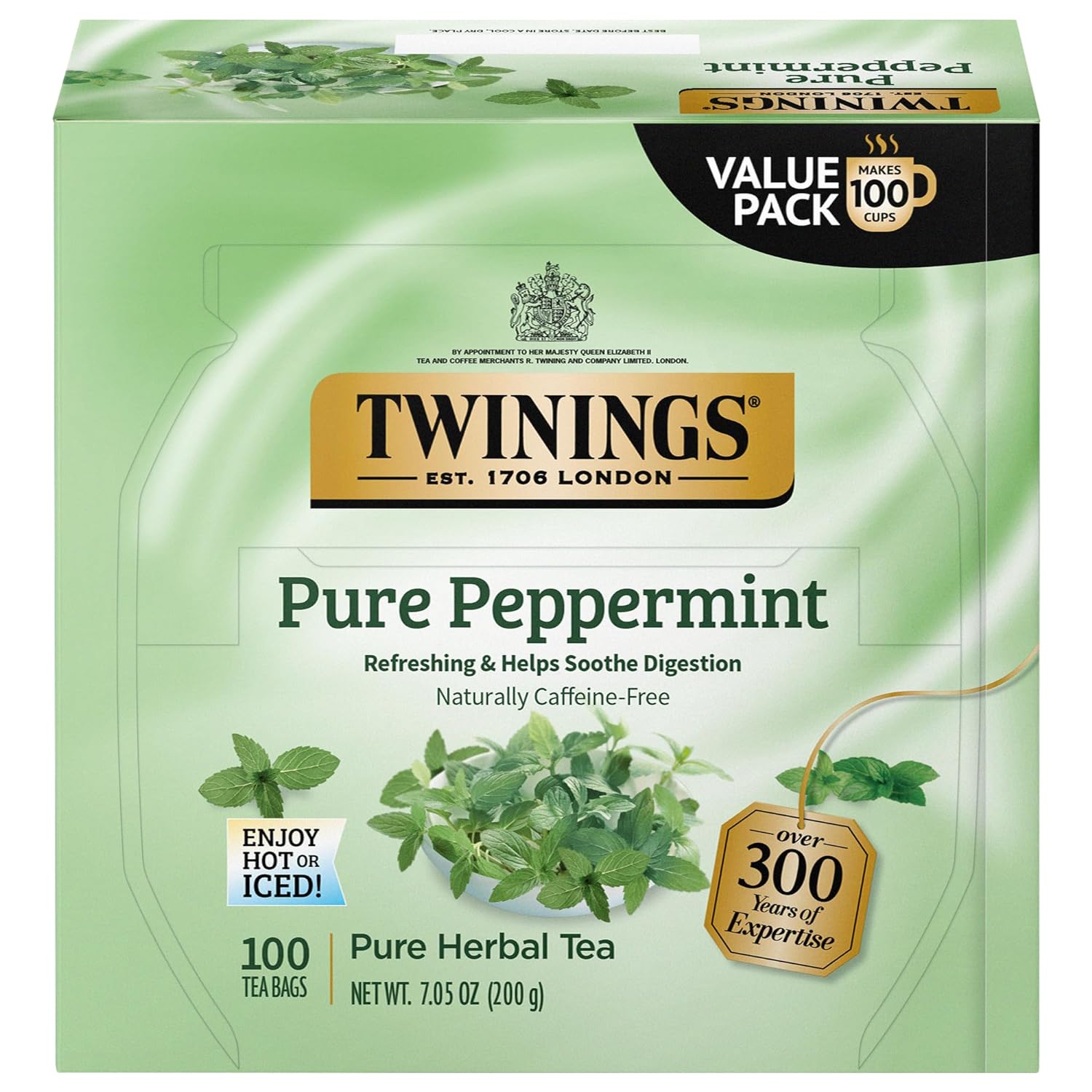 Twinings English Breakfast Black Tea Individually Wrapped Bags, 100 Count (Pack of 1), Smooth, Flavourful, and Robust, Caffeinated, Enjoy Hot or Iced | Packaging May Vary