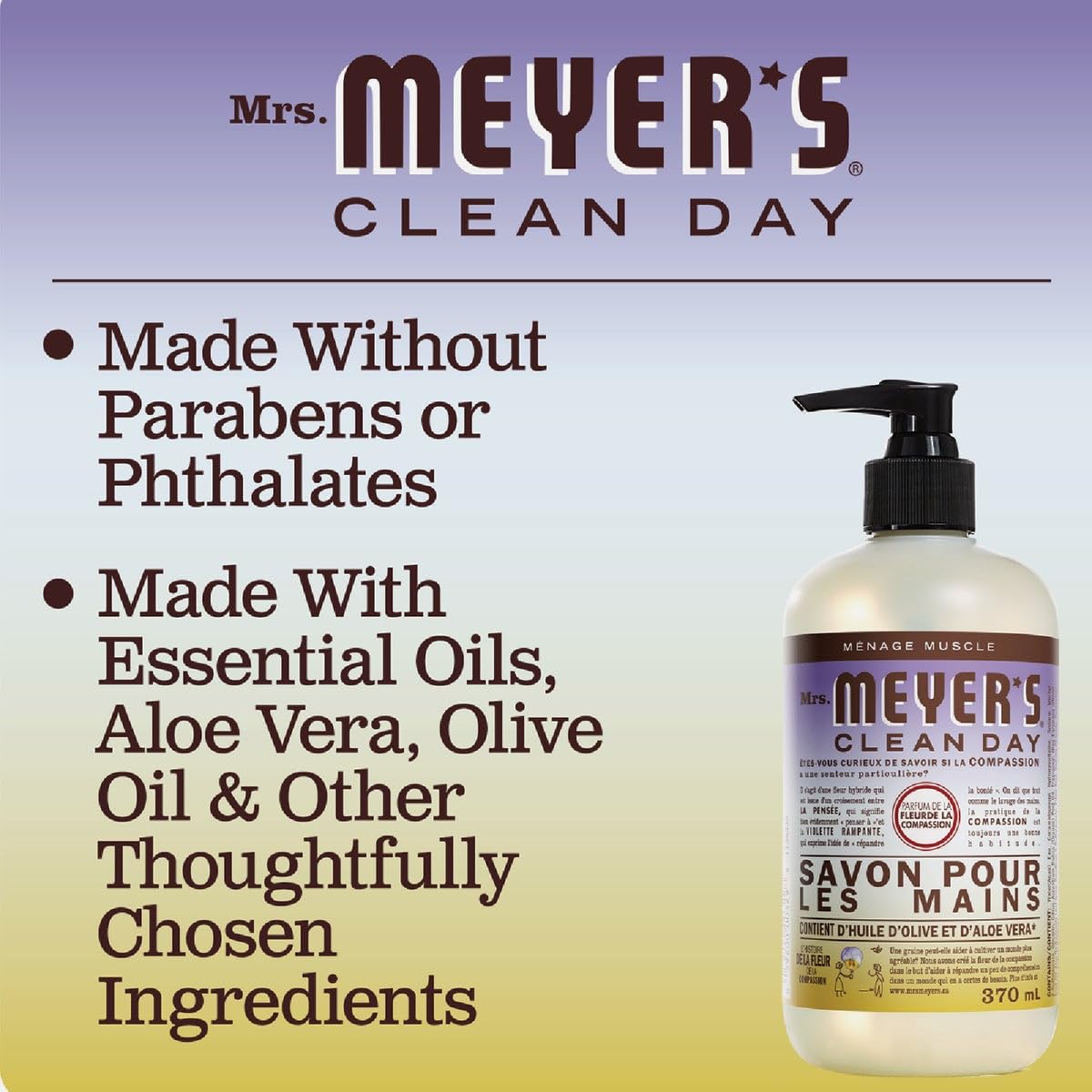 MRS. MEYER'S CLEAN DAY Hand Soap, Made with Essential Oils, Biodegradable Formula, Honeysuckle, 12.5 fl. oz - Pack of 3