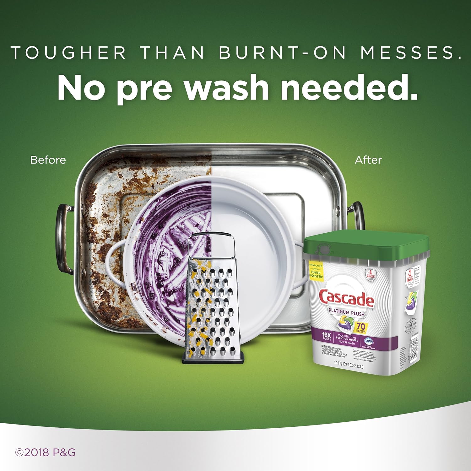 Cascade Platinum Plus Dishwasher Pod, Dish Detergent ActionPacs Dish Pods, Fresh, 52 Count