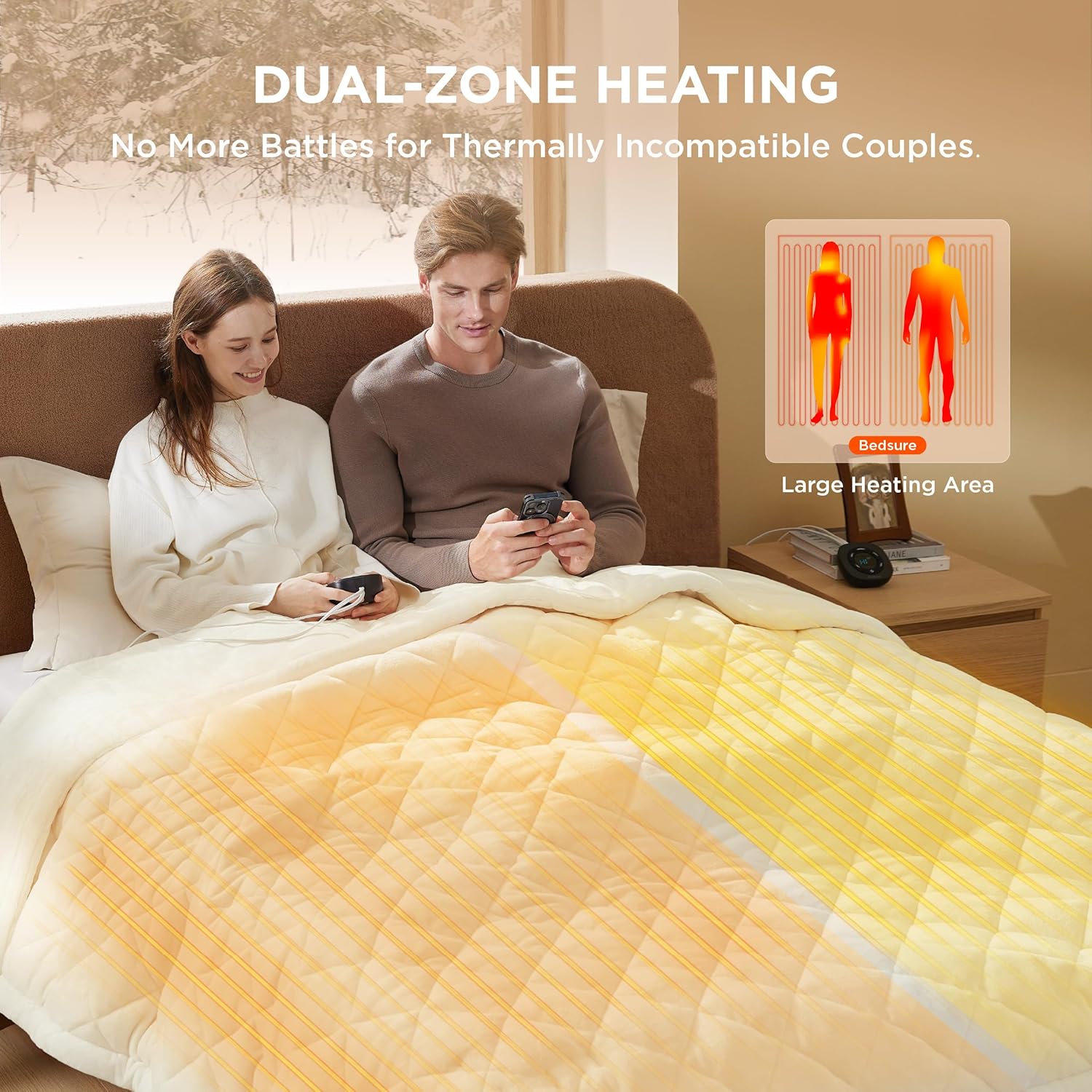 Bedsure Heated Blanket Electric Throw - Soft Flannel Electric Blanket, Heating Blanket with 4 Time Settings & 6 Heat Settings, Warm Blanket Gift for Grandma (50x60 inches, Grey)