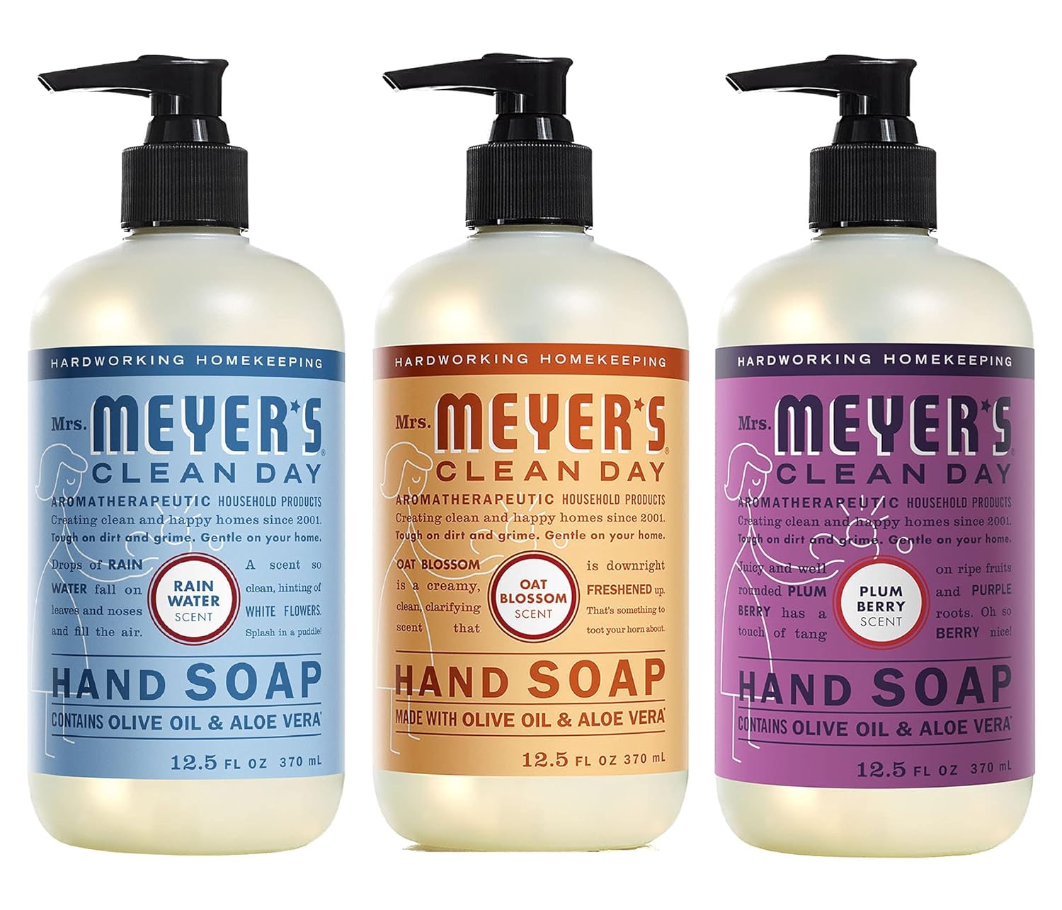 MRS. MEYER'S CLEAN DAY Hand Soap, Made with Essential Oils, Biodegradable Formula, Honeysuckle, 12.5 fl. oz - Pack of 3