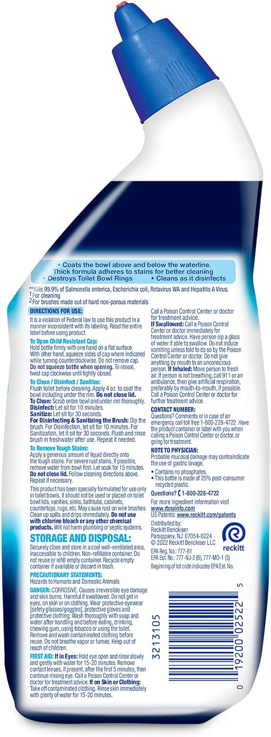 Lysol Power Toilet Bowl Cleaner Gel, For Cleaning and Disinfecting, Stain Removal, 24 Fl oz (2-pack),Packaging may vary