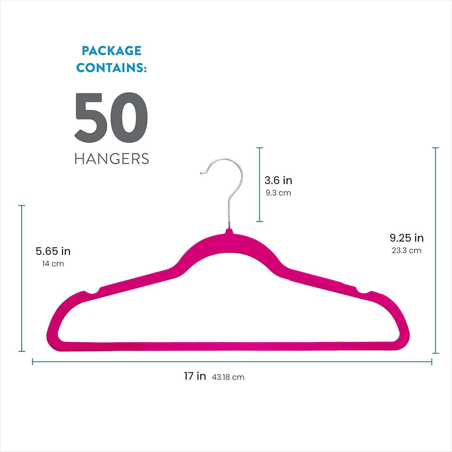 Zober Velvet Hangers 50 Pack - Heavy Duty Black Hangers for Coats, Pants & Dress Clothes - Non Slip Clothes Hanger Set - Space Saving Felt Hangers for Clothing