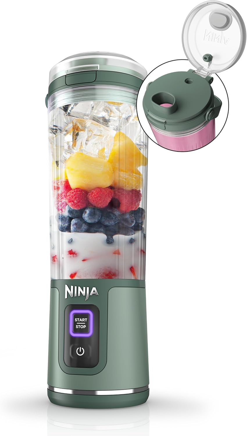 Ninja BC151BK Blast Portable Blender, Cordless, 18oz. Vessel, Personal Blender-for Shakes & Smoothies, BPA Free, Leakproof-Lid & Sip Spout, USB-C Rechargeable, Dishwasher Safe Parts, Black