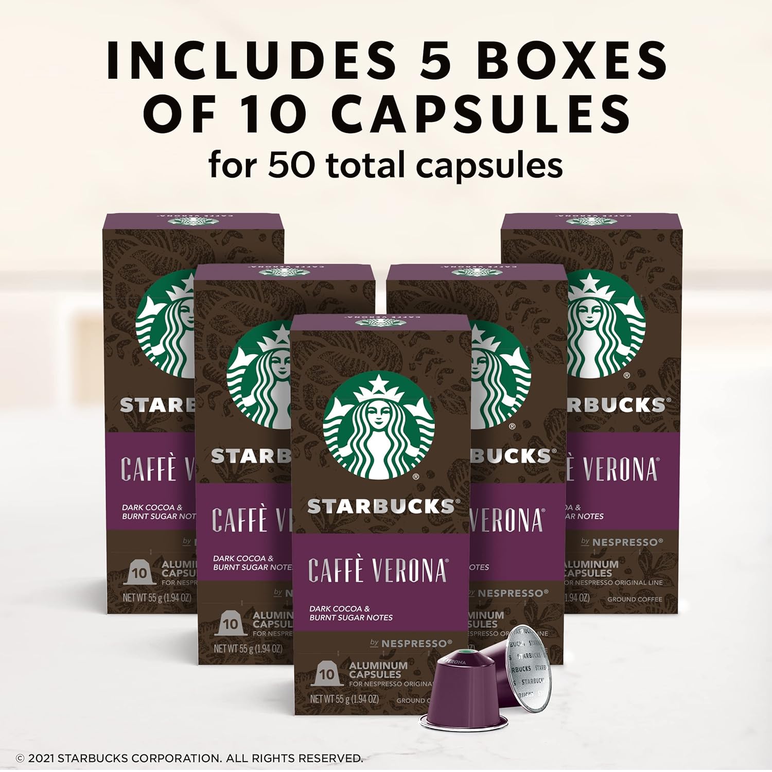 Starbucks by Nespresso Original Line Dark Roast Espresso, 50-count Espresso Pods