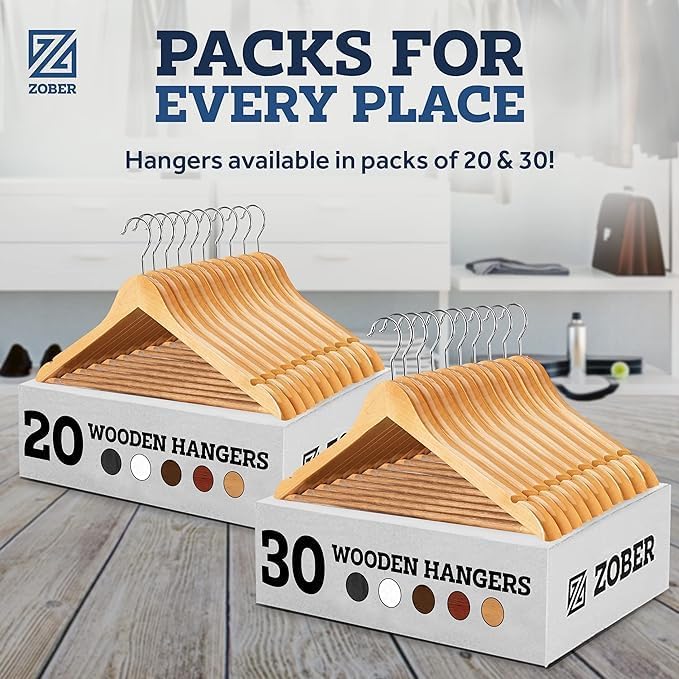 Zober Velvet Hangers 50 Pack - Heavy Duty Black Hangers for Coats, Pants & Dress Clothes - Non Slip Clothes Hanger Set - Space Saving Felt Hangers for Clothing