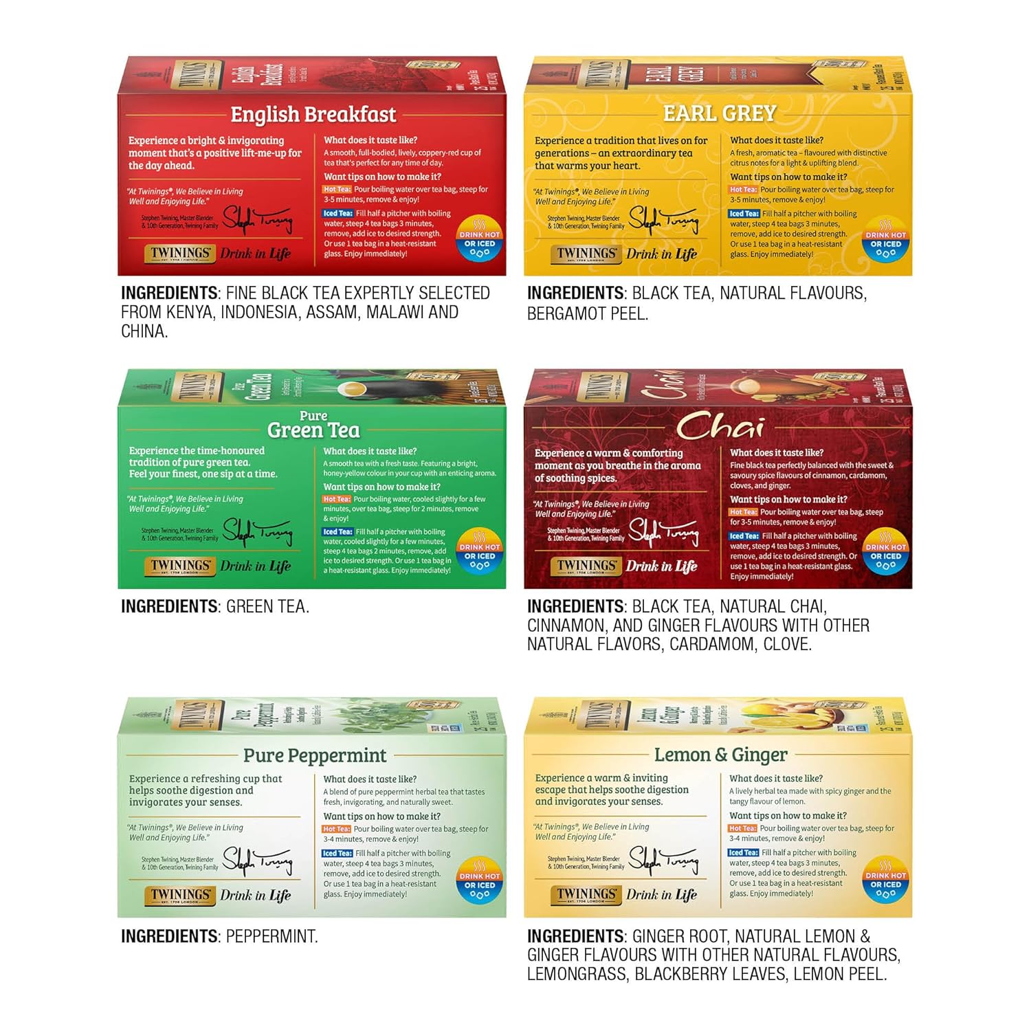 Twinings English Breakfast Black Tea Individually Wrapped Bags, 100 Count (Pack of 1), Smooth, Flavourful, and Robust, Caffeinated, Enjoy Hot or Iced | Packaging May Vary