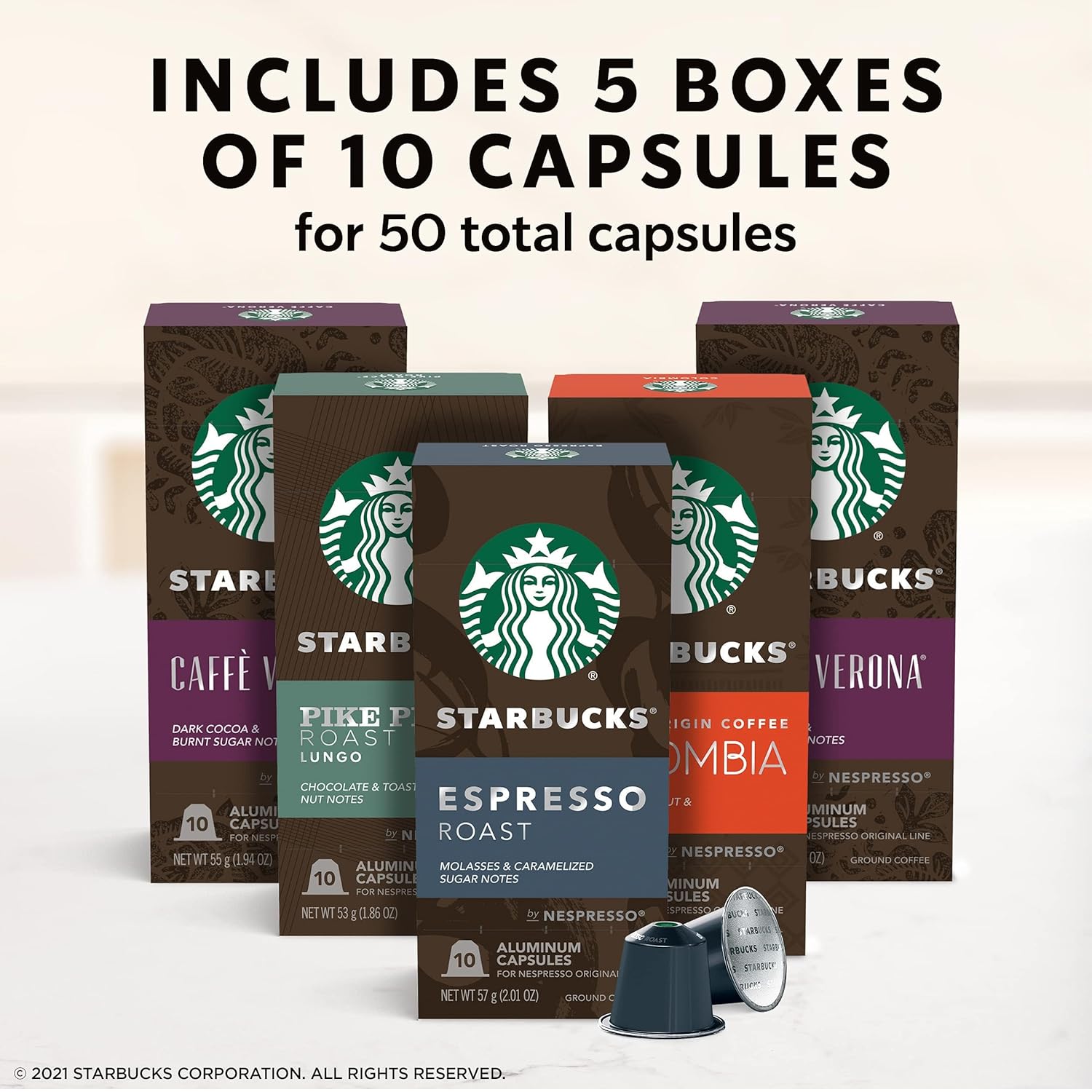 Starbucks by Nespresso Original Line Dark Roast Espresso, 50-count Espresso Pods