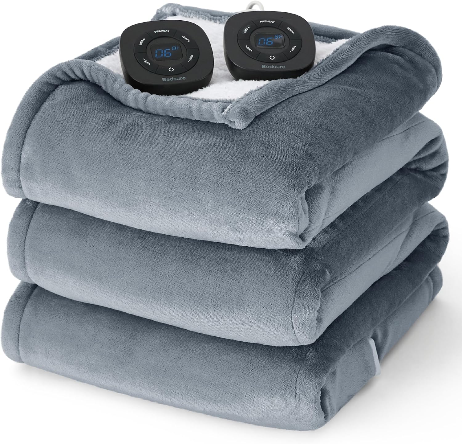 Bedsure Heated Blanket Electric Throw - Soft Flannel Electric Blanket, Heating Blanket with 4 Time Settings & 6 Heat Settings, Warm Blanket Gift for Grandma (50x60 inches, Grey)