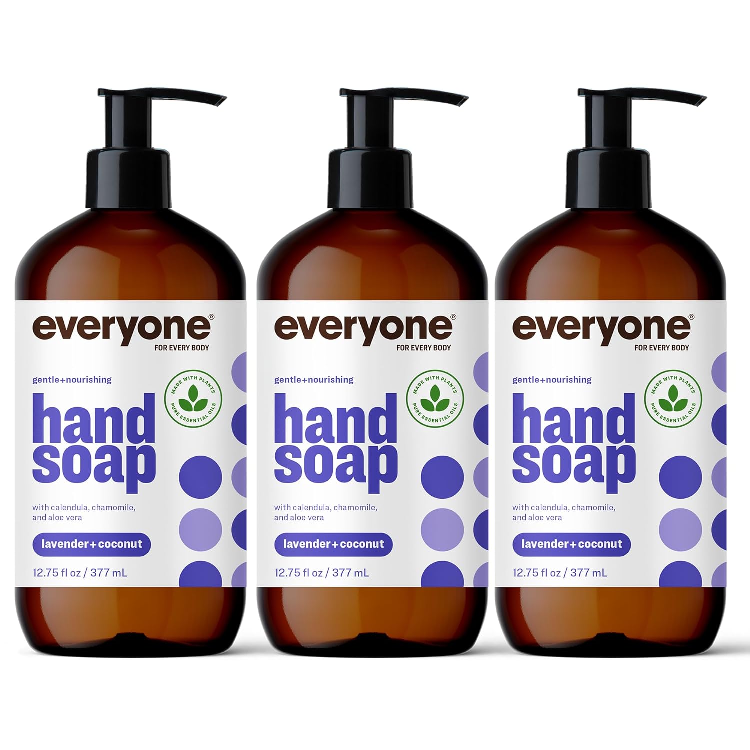 Everyone Liquid Hand Soap, 12.75 Ounce (Pack of 3), Meyer Lemon and Mandarin, Plant-Based Cleanser with Pure Essential Oils