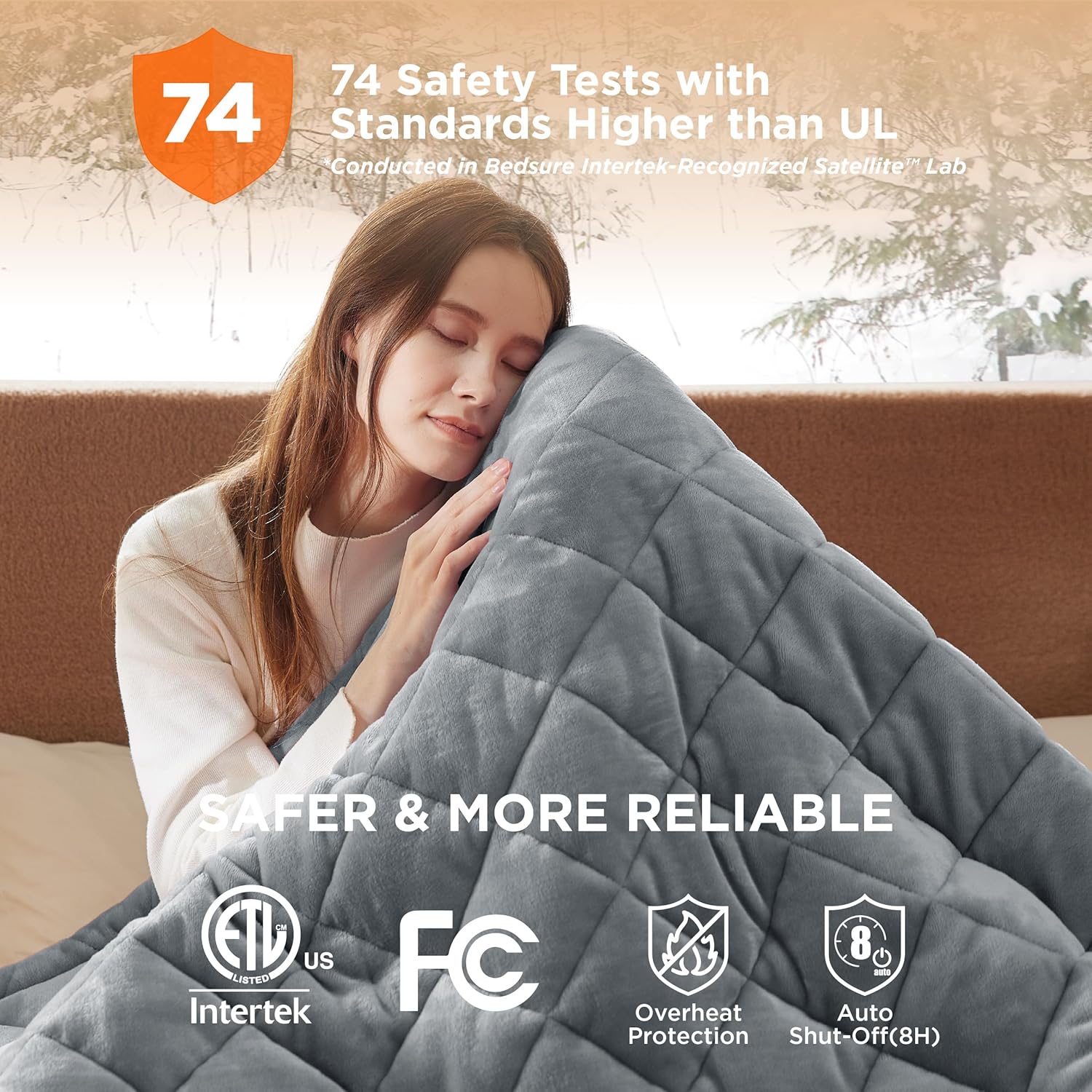 Bedsure Heated Blanket Electric Throw - Soft Flannel Electric Blanket, Heating Blanket with 4 Time Settings & 6 Heat Settings, Warm Blanket Gift for Grandma (50x60 inches, Grey)