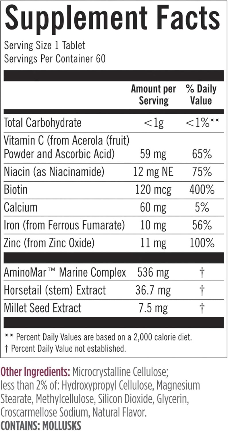 Viviscal Hair Growth Supplements for Women to Grow Thicker, Fuller Hair, Clinically Proven with Proprietary Collagen Complex, 60 Count (Pack of 1), 1 Month Supply