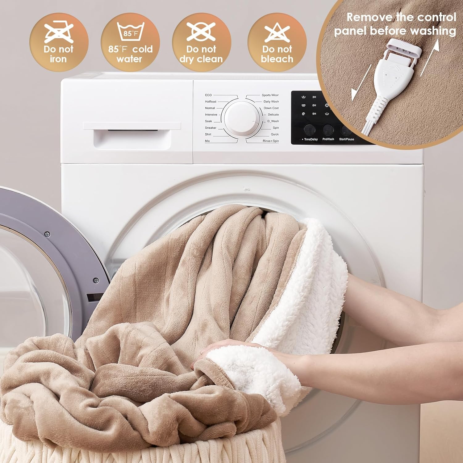 EHEYCIGA Heated Blanket Electric Blanket Throw - Heating Blanket with 9 Heating Levels & 10 Hours Auto Off, Soft Cozy Sherpa Washable Blanket with Fast Heating, 50 x 60 Inches