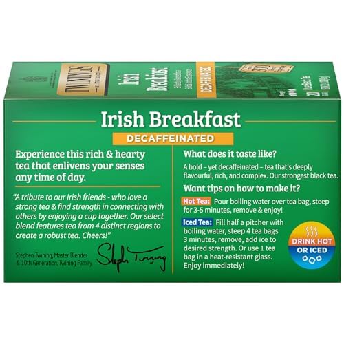 Twinings English Breakfast Black Tea Individually Wrapped Bags, 100 Count (Pack of 1), Smooth, Flavourful, and Robust, Caffeinated, Enjoy Hot or Iced | Packaging May Vary