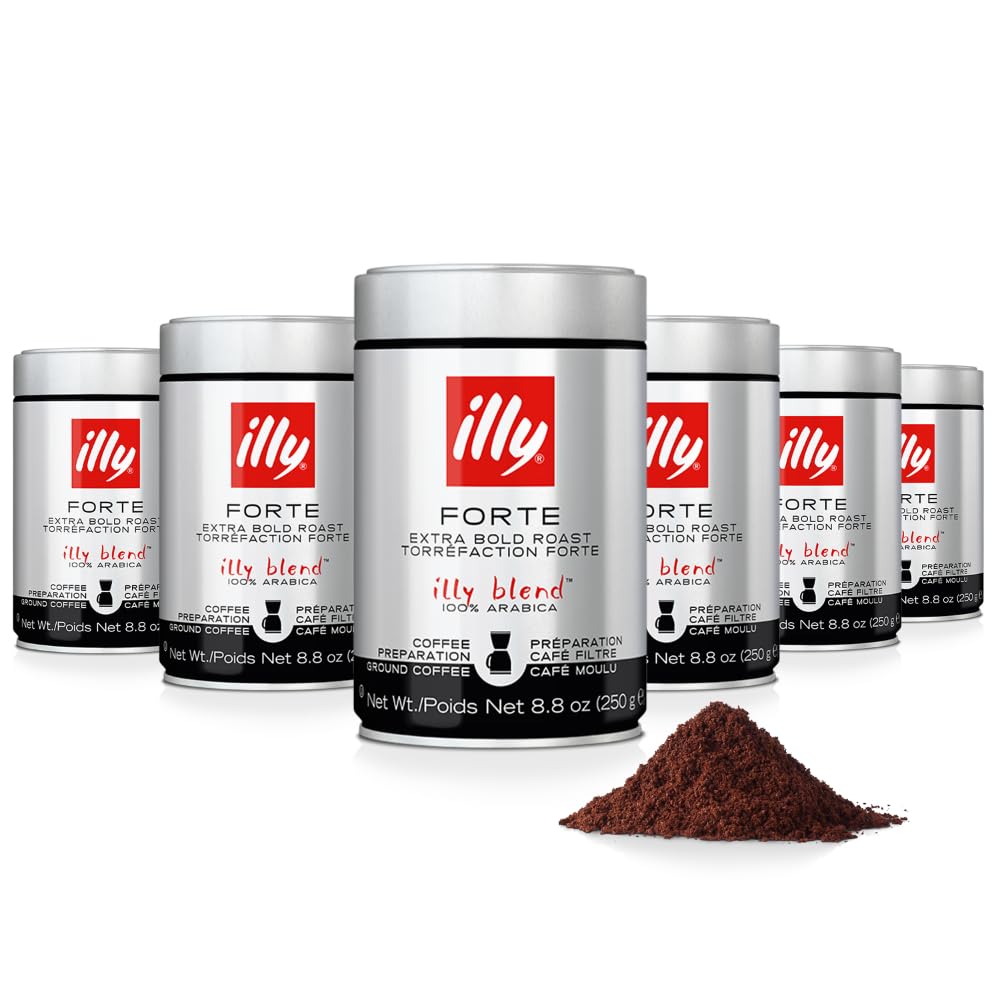 illy Classico Espresso Ground Coffee, Medium Roast, Classic Roast with Notes of Chocolate & Caramel, 100% Arabica Coffee, All-Natural, No Preservatives, 8.8 oz, Ground for Espresso Machines