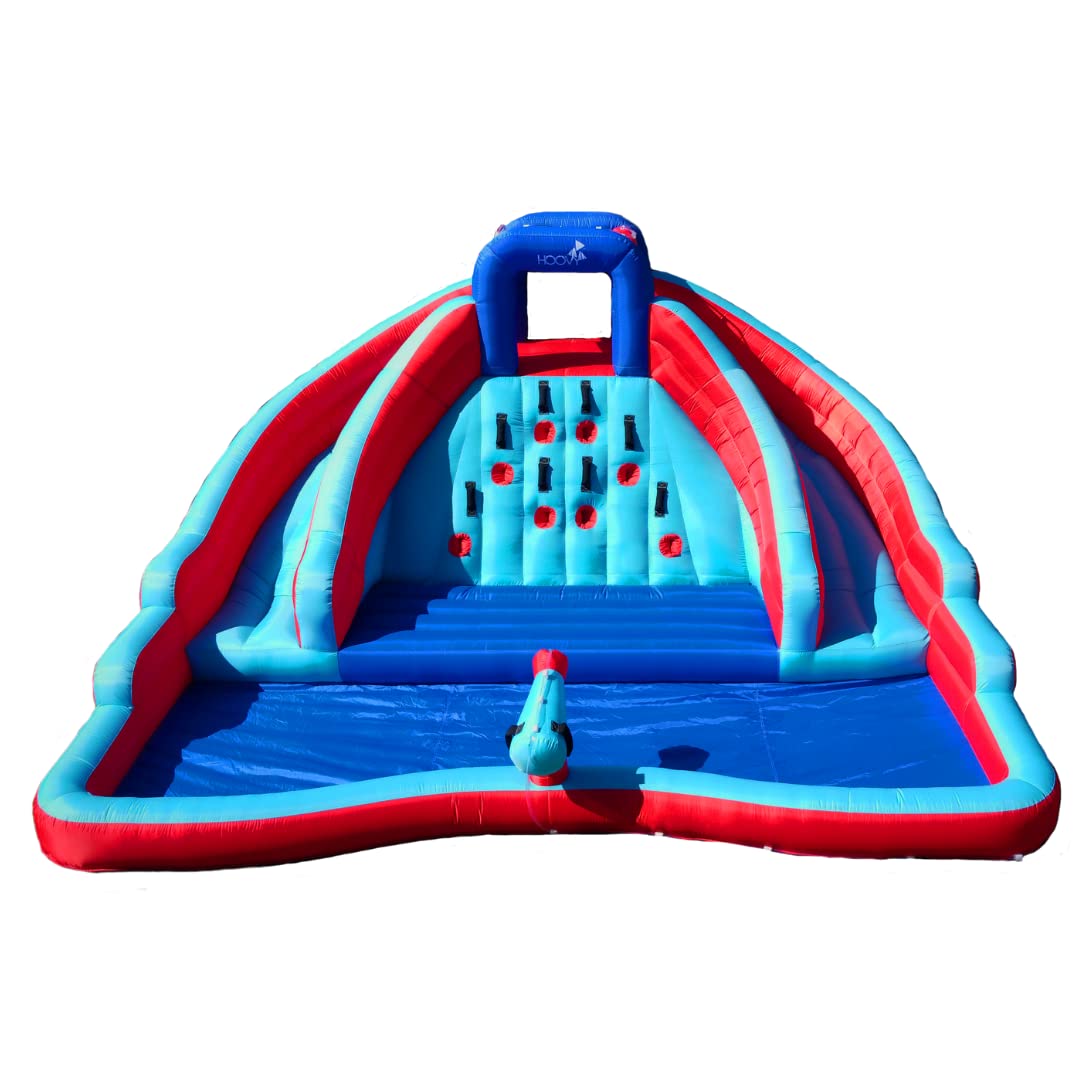 Double Water Slide with Climbing Wall 6.5x13x11 FT Inflatable Double Water Slide