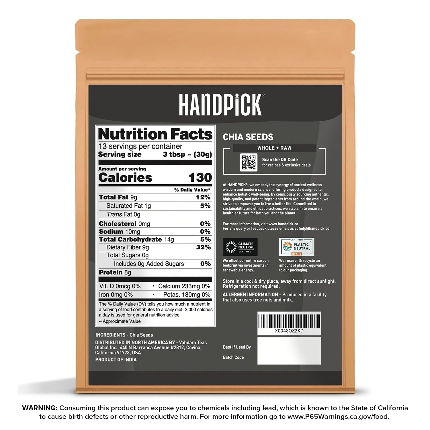 HANDPICK, Peppermint Tea, Eco-Conscious Tea Bags - 100 Count | Caffeine Free, Non-GMO | Minty, Fresh & Cool flavor | Direct From Source