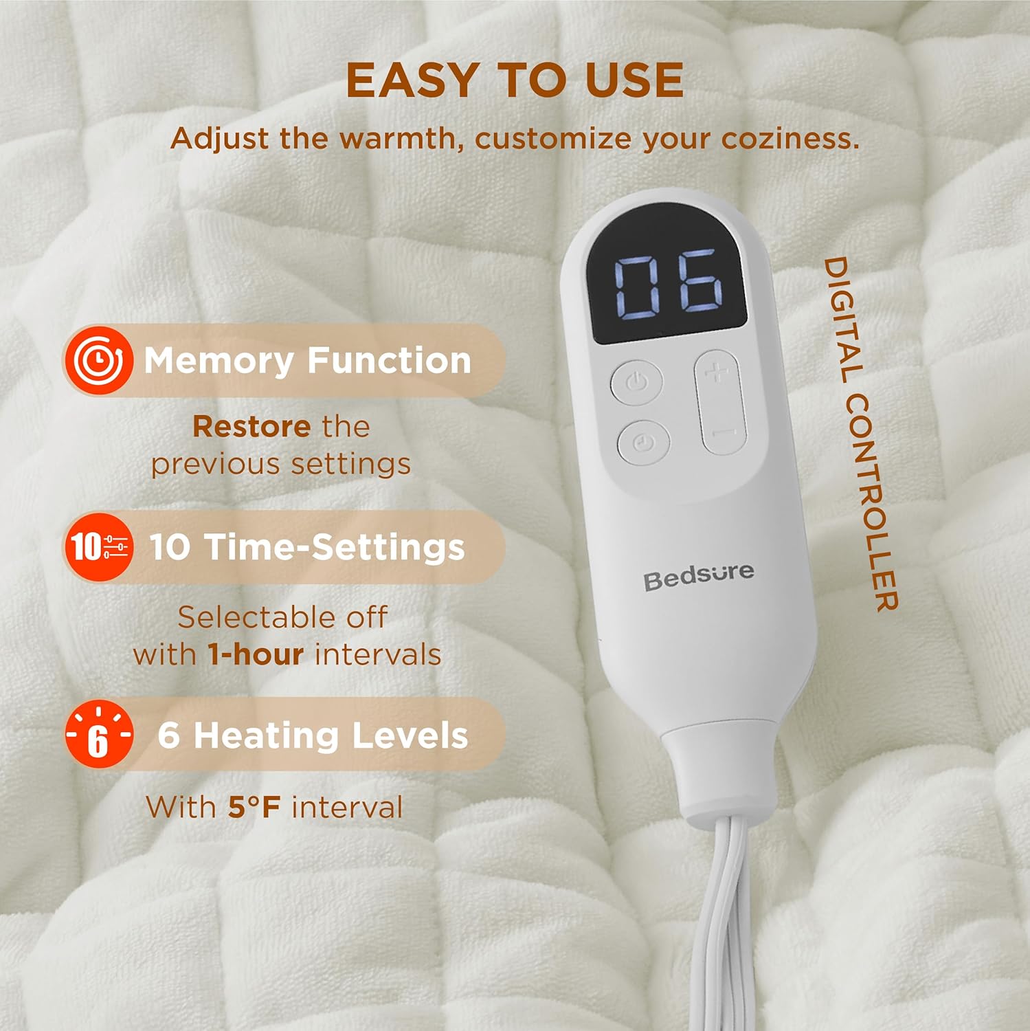 Bedsure Heated Blanket Electric Throw - Soft Flannel Electric Blanket, Heating Blanket with 4 Time Settings & 6 Heat Settings, Warm Blanket Gift for Grandma (50x60 inches, Grey)