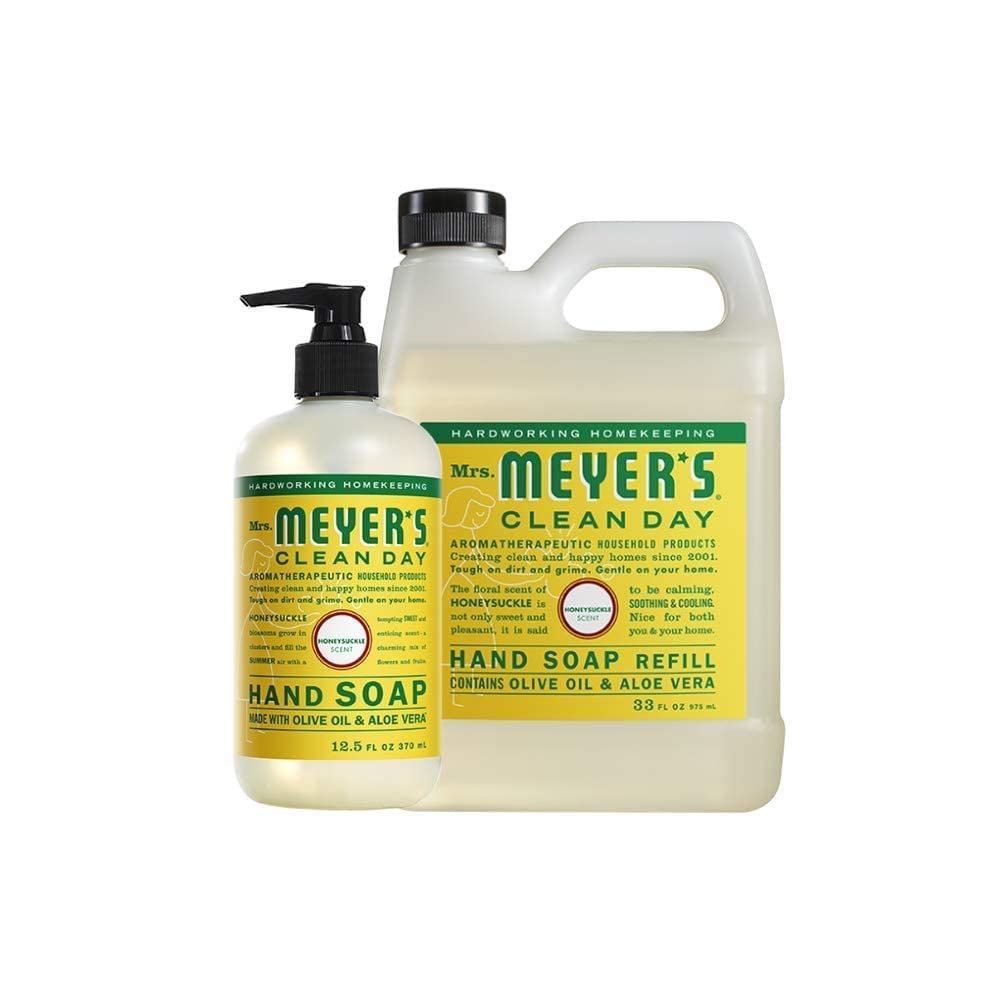 MRS. MEYER'S CLEAN DAY Hand Soap, Made with Essential Oils, Biodegradable Formula, Honeysuckle, 12.5 fl. oz - Pack of 3