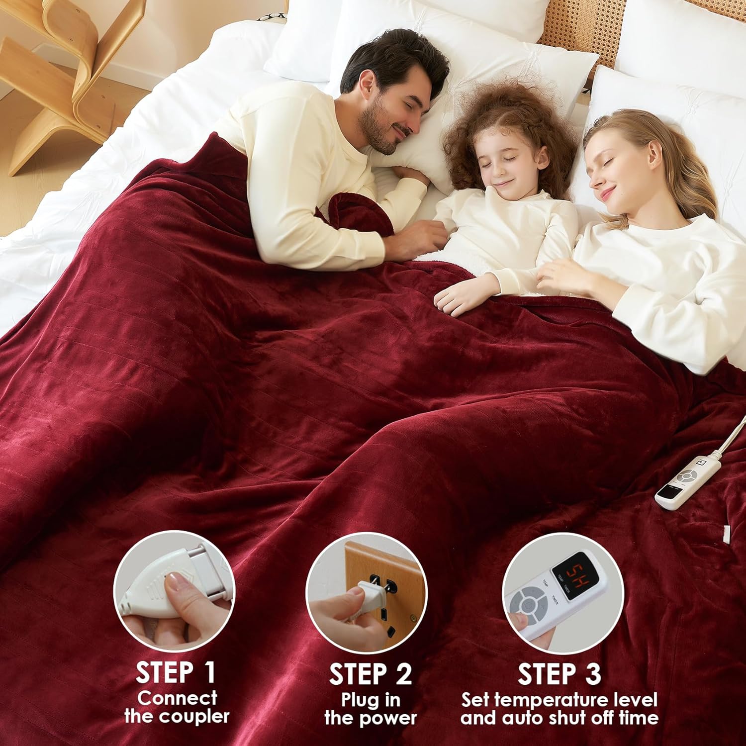 EHEYCIGA Heated Blanket Electric Blanket Throw - Heating Blanket with 9 Heating Levels & 10 Hours Auto Off, Soft Cozy Sherpa Washable Blanket with Fast Heating, 50 x 60 Inches
