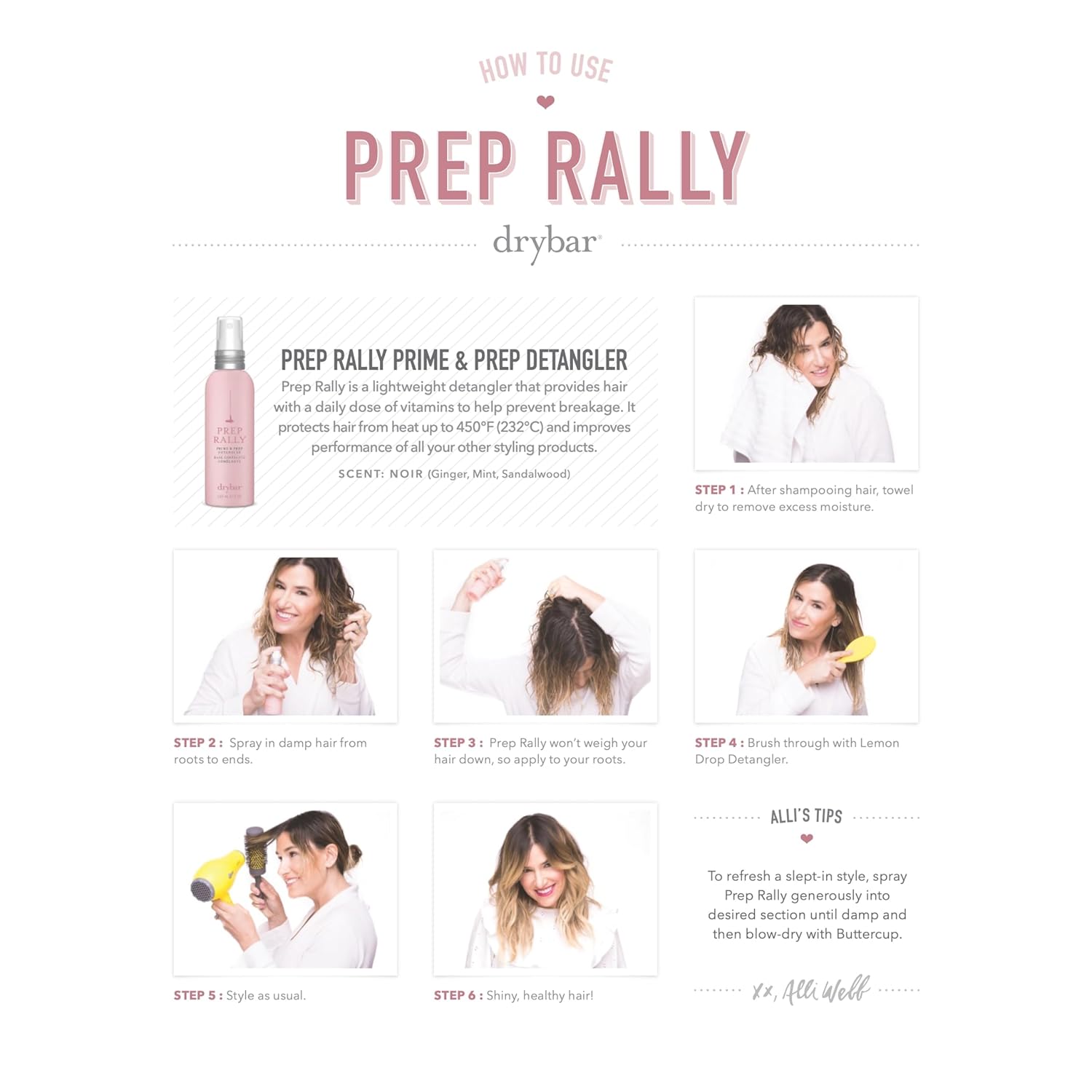 Drybar Prep Rally Prime & Prep Detangler | Nourishes Hair, Detangles with Ease, Leaves Hair Soft & Manageable, Protects Hair, Cruelty Free