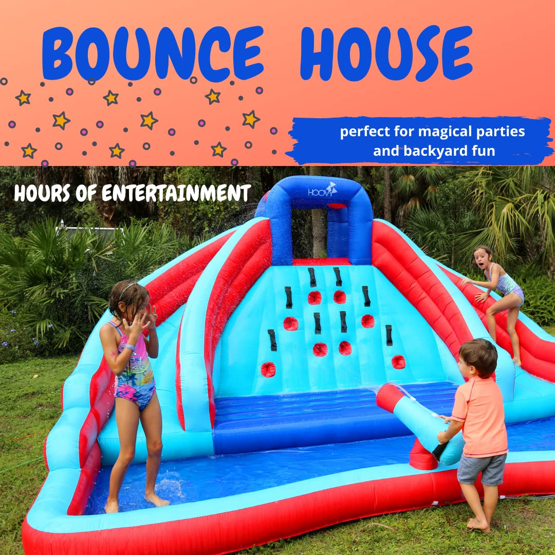 Double Water Slide with Climbing Wall 6.5x13x11 FT Inflatable Double Water Slide