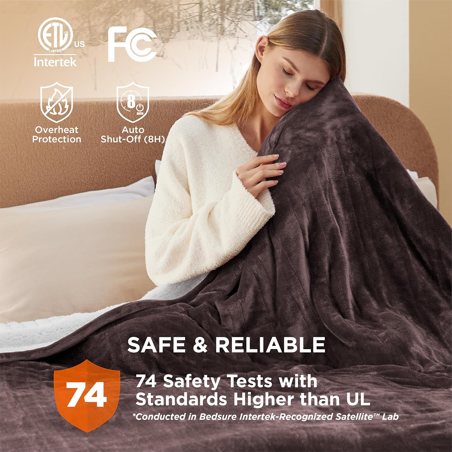 Bedsure Heated Blanket Electric Throw - Soft Flannel Electric Blanket, Heating Blanket with 4 Time Settings & 6 Heat Settings, Warm Blanket Gift for Grandma (50x60 inches, Grey)