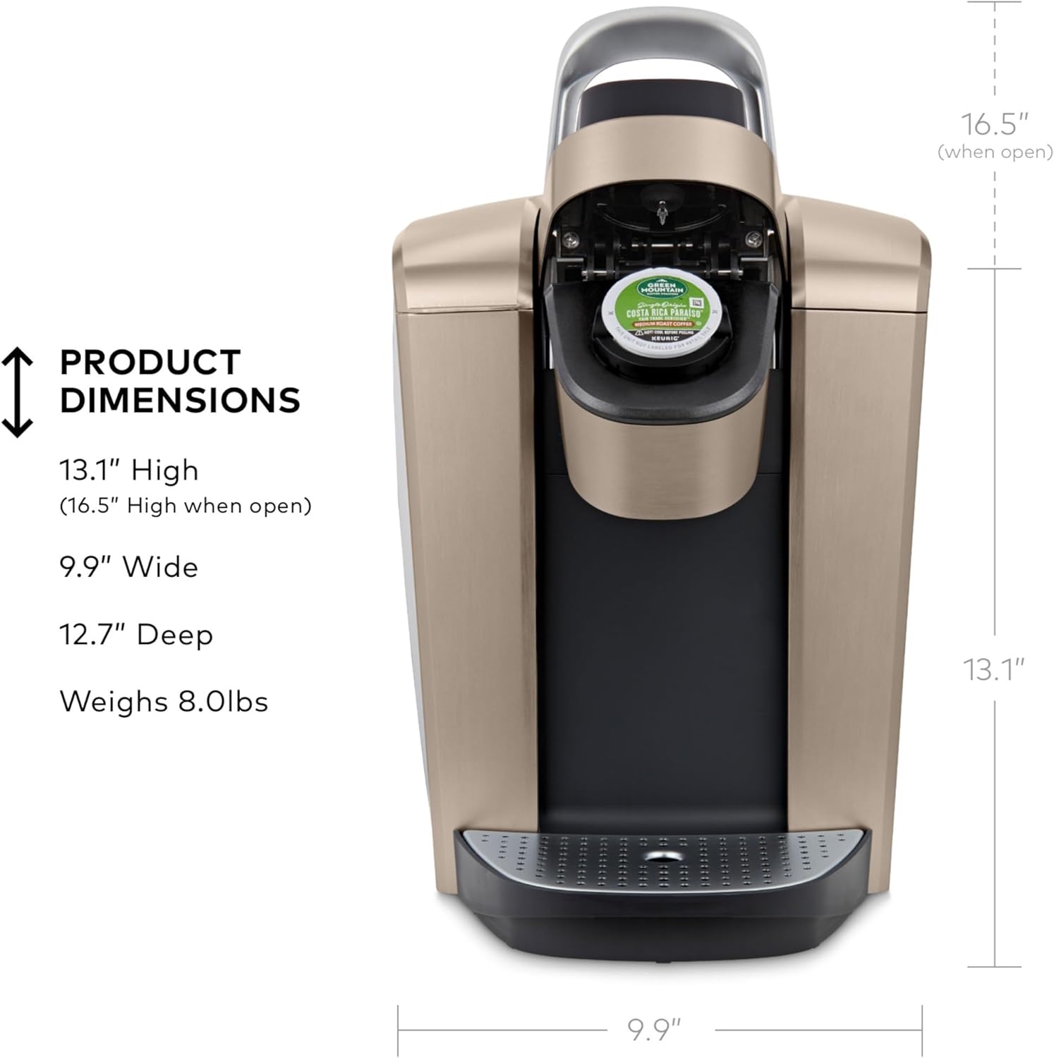Keurig K-Elite Single Serve K-Cup Pod Coffee Maker, with Strength and Temperature Control, Iced Coffee Capability, 8 to 12oz Brew Size, Programmable, Brushed Slate