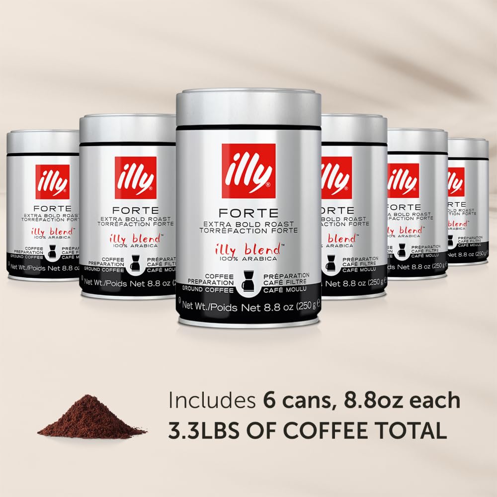 illy Classico Espresso Ground Coffee, Medium Roast, Classic Roast with Notes of Chocolate & Caramel, 100% Arabica Coffee, All-Natural, No Preservatives, 8.8 oz, Ground for Espresso Machines