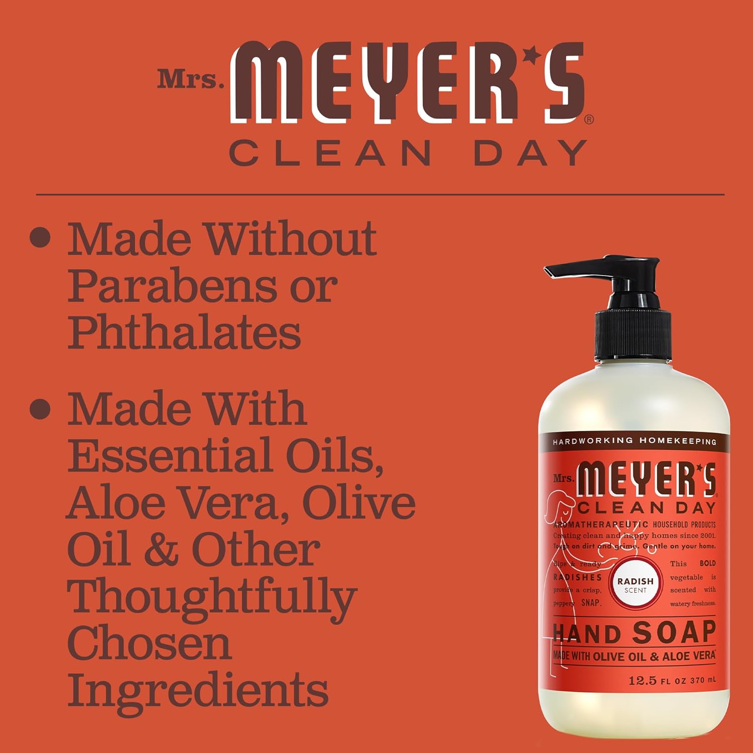 MRS. MEYER'S CLEAN DAY Hand Soap, Made with Essential Oils, Biodegradable Formula, Honeysuckle, 12.5 fl. oz - Pack of 3