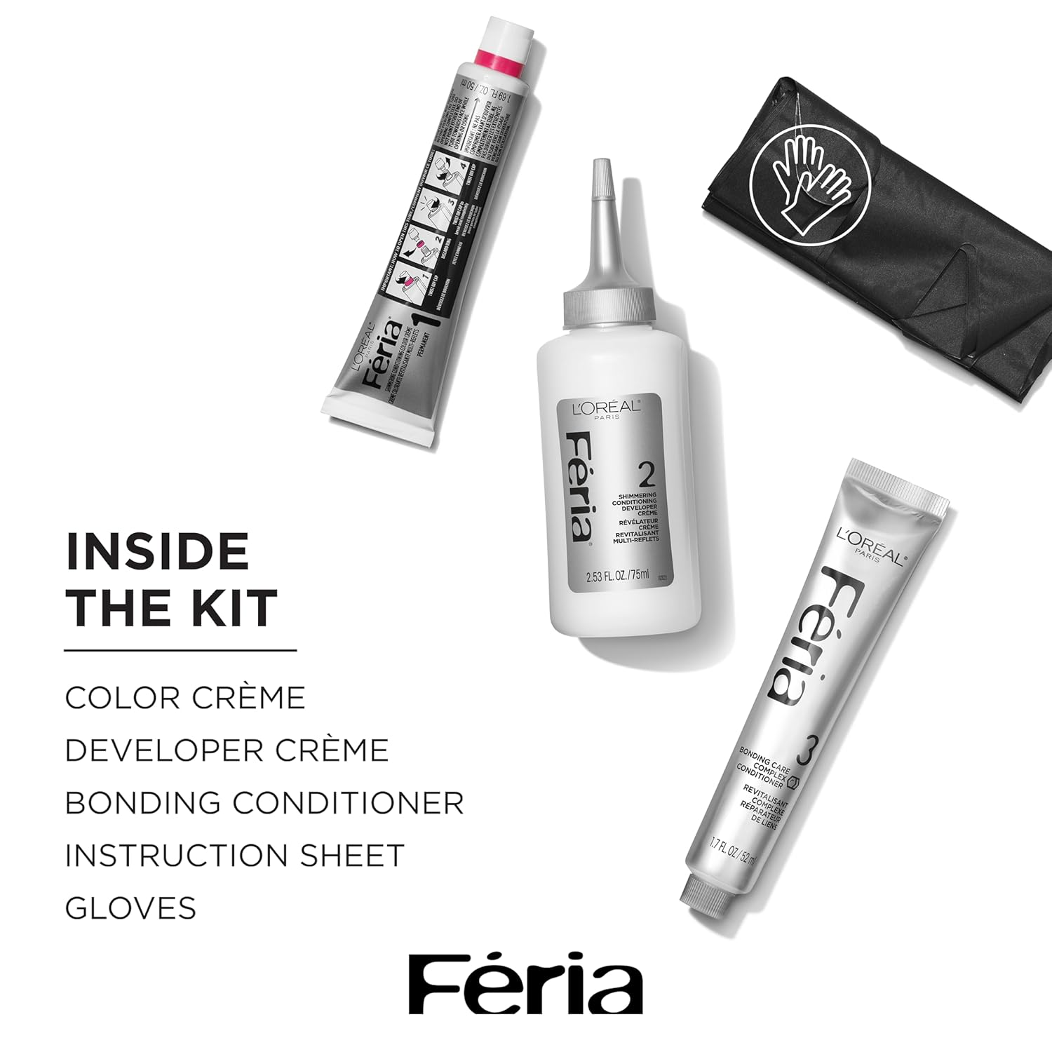 L'Oreal Paris Feria Hyper Platinum Advanced Lightening System Hair Bleach, Lifts Up To 8 Levels, Includes Anti Brass Purple Conditioner, 1 Hair Dye Kit