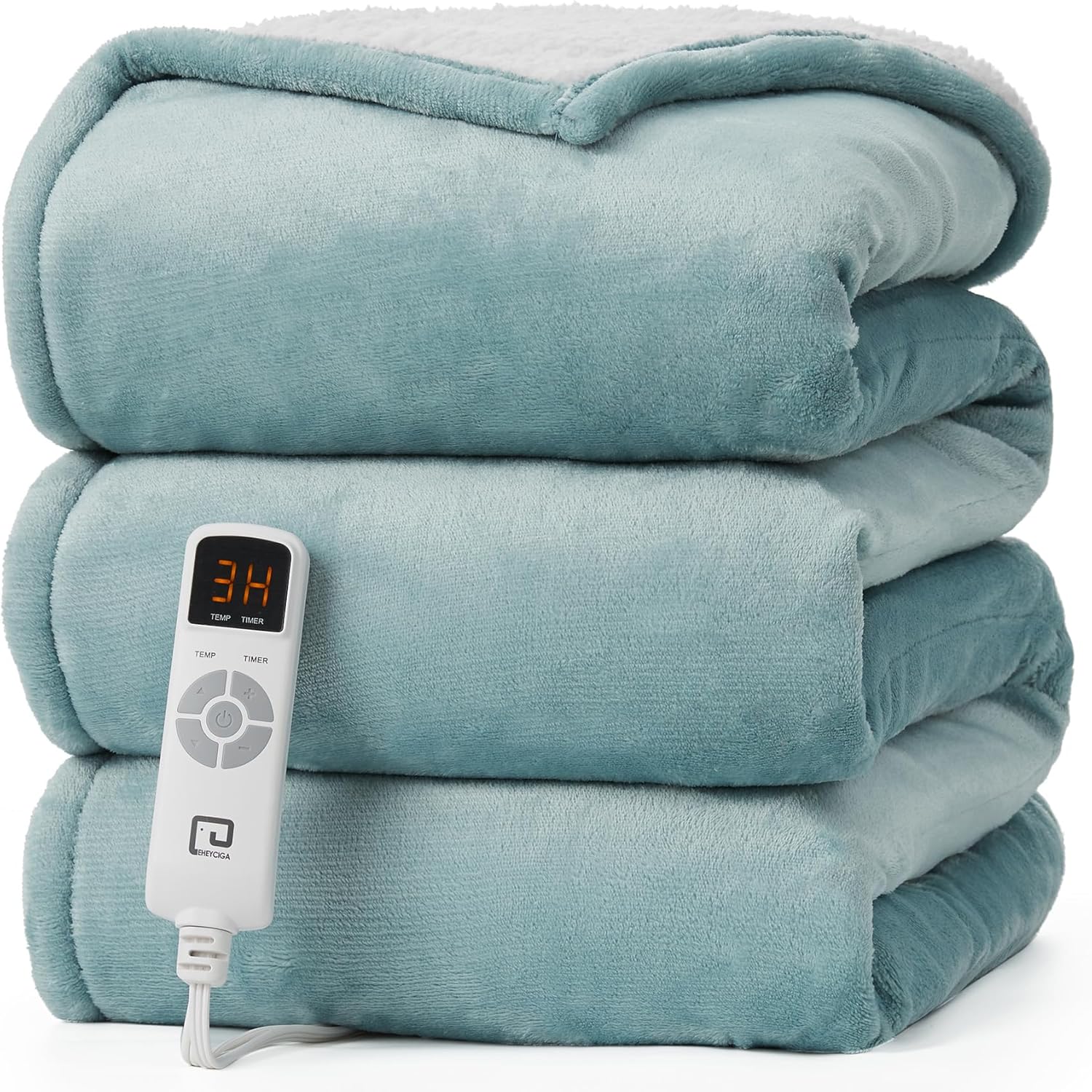 EHEYCIGA Heated Blanket Electric Blanket Throw - Heating Blanket with 9 Heating Levels & 10 Hours Auto Off, Soft Cozy Sherpa Washable Blanket with Fast Heating, 50 x 60 Inches
