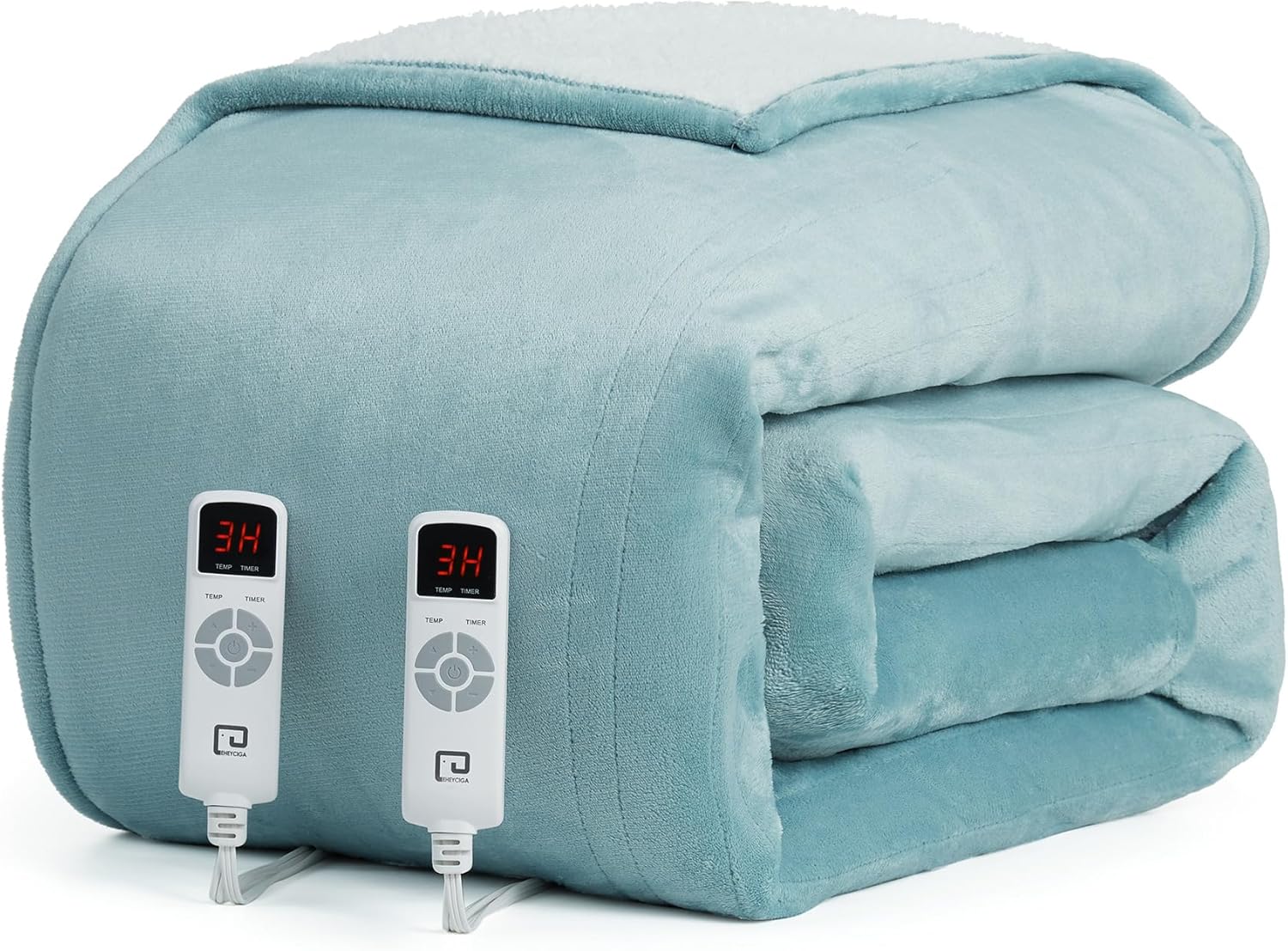 EHEYCIGA Heated Blanket Electric Blanket Throw - Heating Blanket with 9 Heating Levels & 10 Hours Auto Off, Soft Cozy Sherpa Washable Blanket with Fast Heating, 50 x 60 Inches