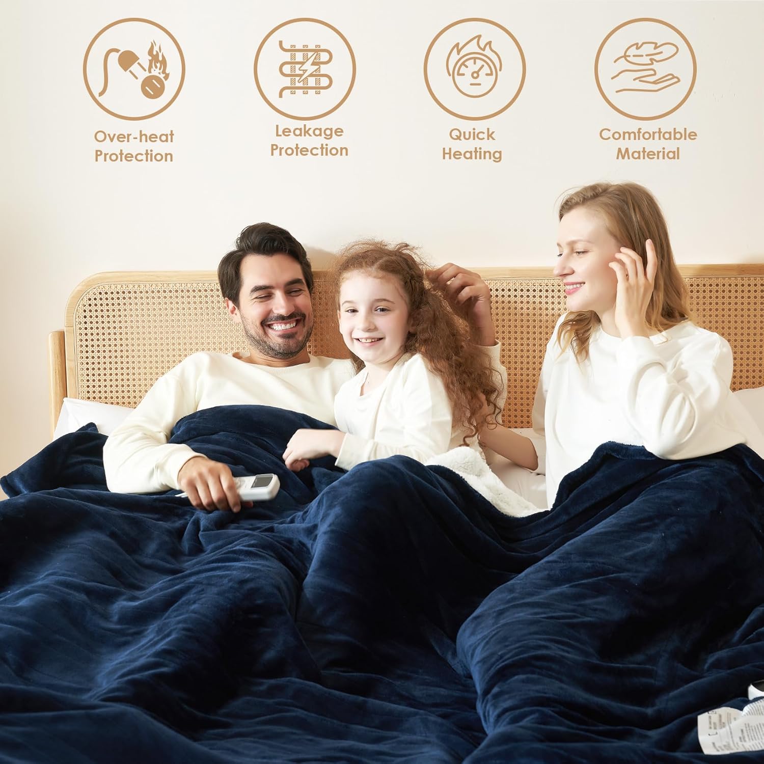 EHEYCIGA Heated Blanket Electric Blanket Throw - Heating Blanket with 9 Heating Levels & 10 Hours Auto Off, Soft Cozy Sherpa Washable Blanket with Fast Heating, 50 x 60 Inches