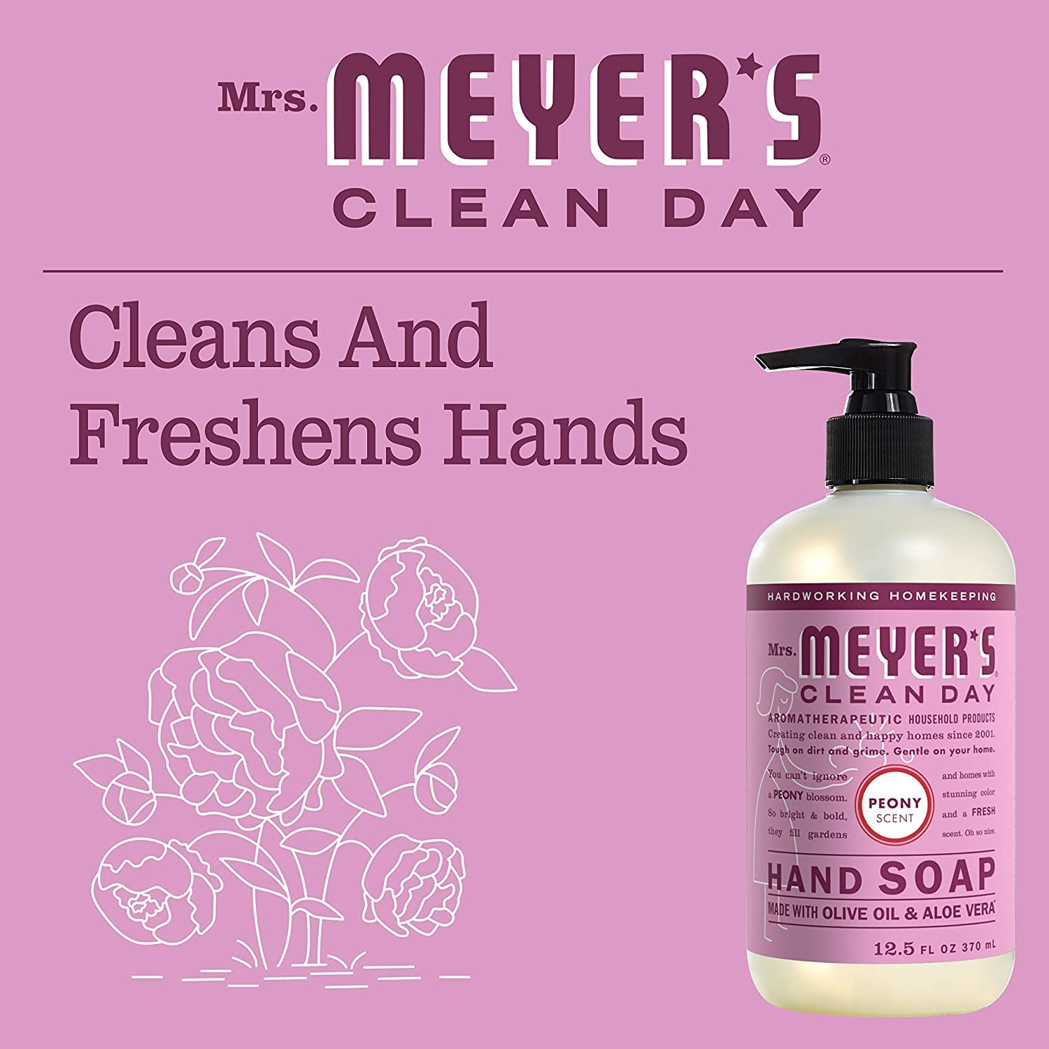 MRS. MEYER'S CLEAN DAY Hand Soap, Made with Essential Oils, Biodegradable Formula, Honeysuckle, 12.5 fl. oz - Pack of 3