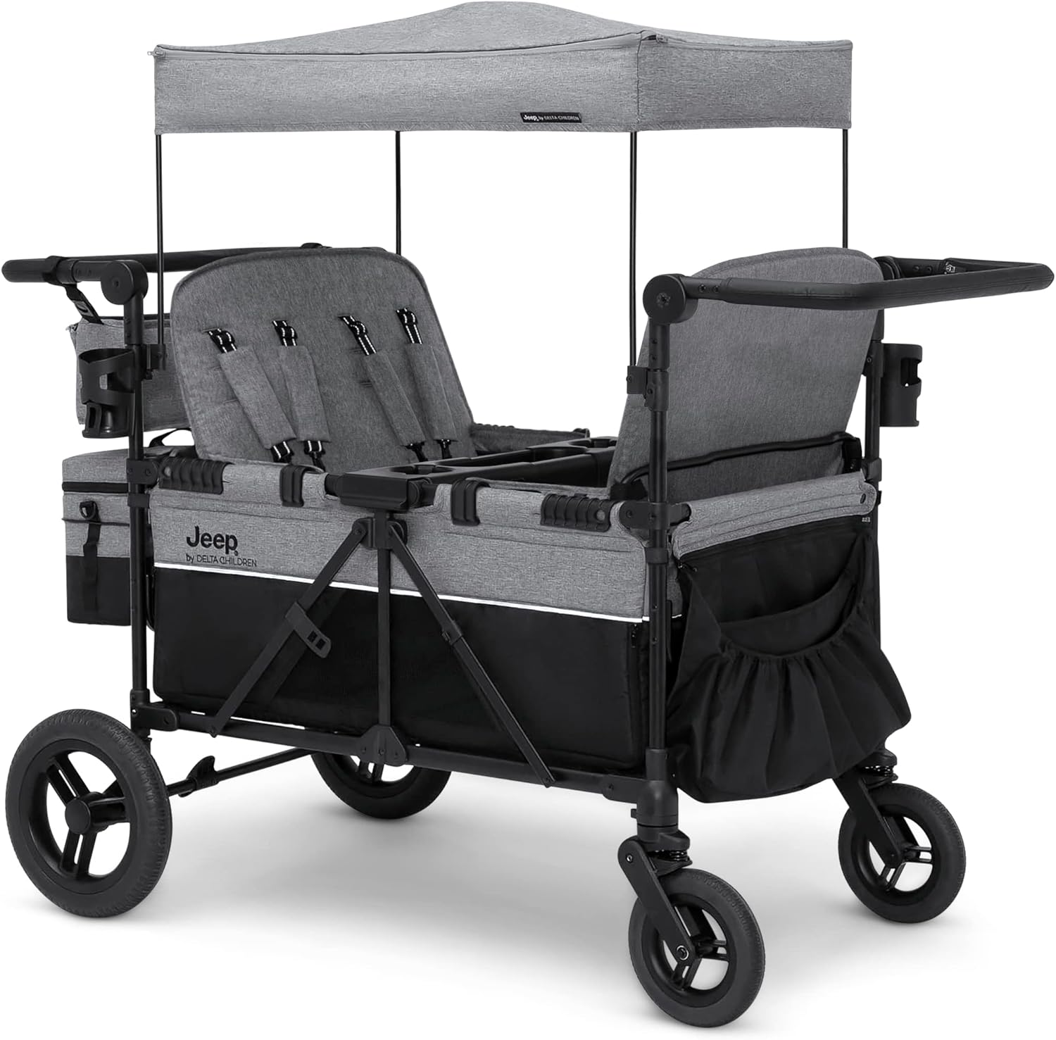 Jeep Wrangler Deluxe 4 Seater Stroller Wagon by Delta Children - Premium Quad Stroller Wagon