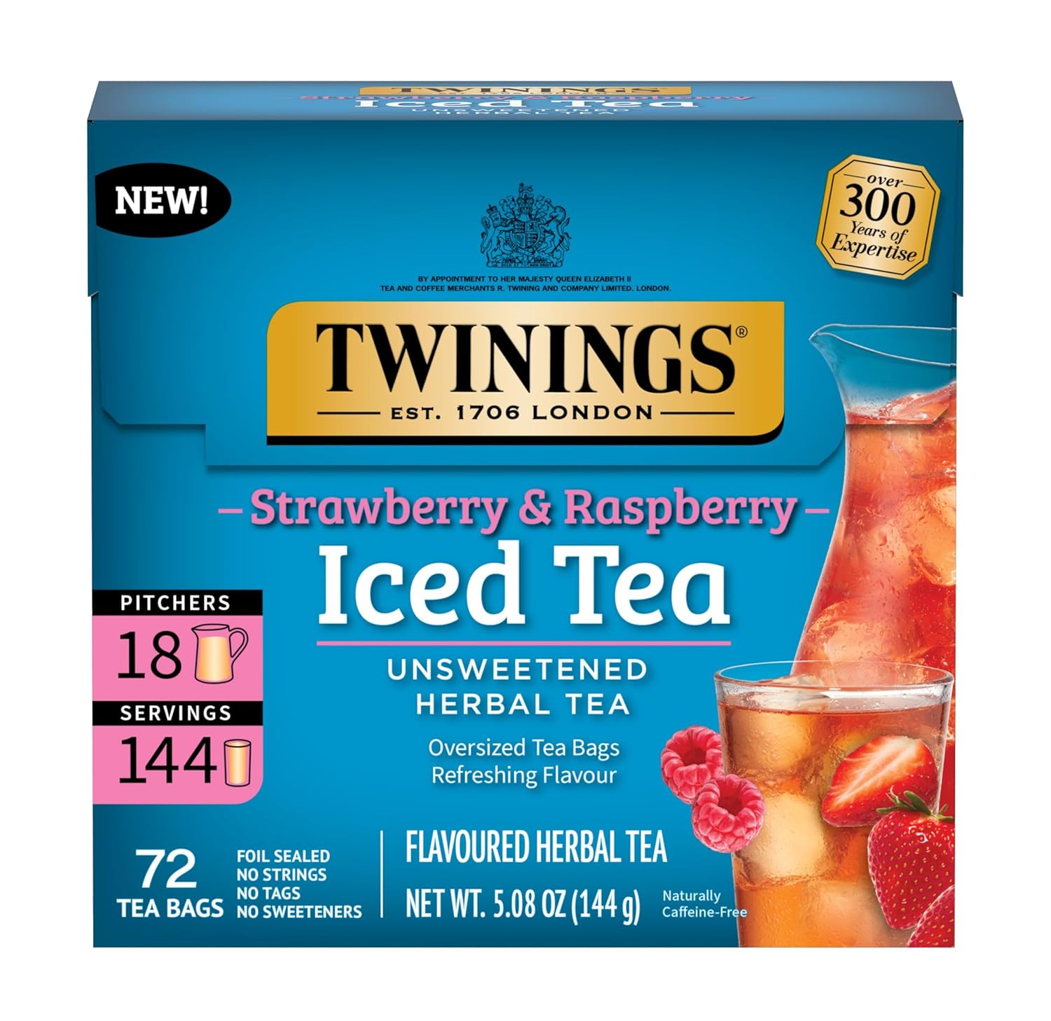 Twinings English Breakfast Black Tea Individually Wrapped Bags, 100 Count (Pack of 1), Smooth, Flavourful, and Robust, Caffeinated, Enjoy Hot or Iced | Packaging May Vary